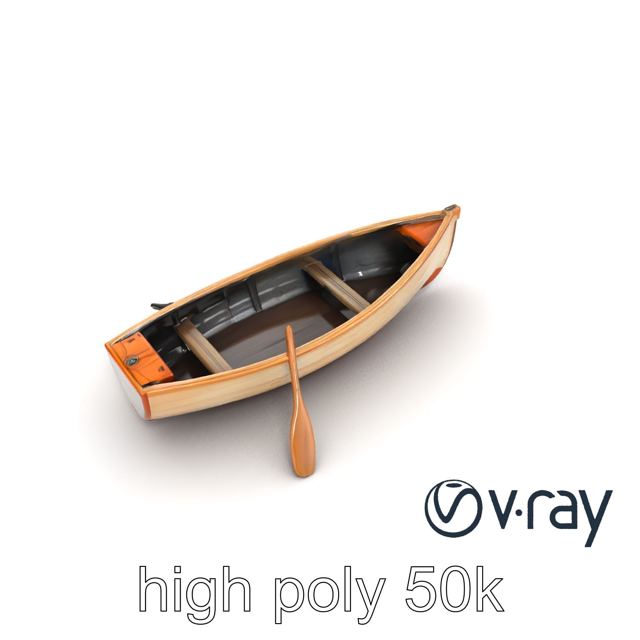 Wooden Rowboat with Oars model pack Low-poly 3D model_13
