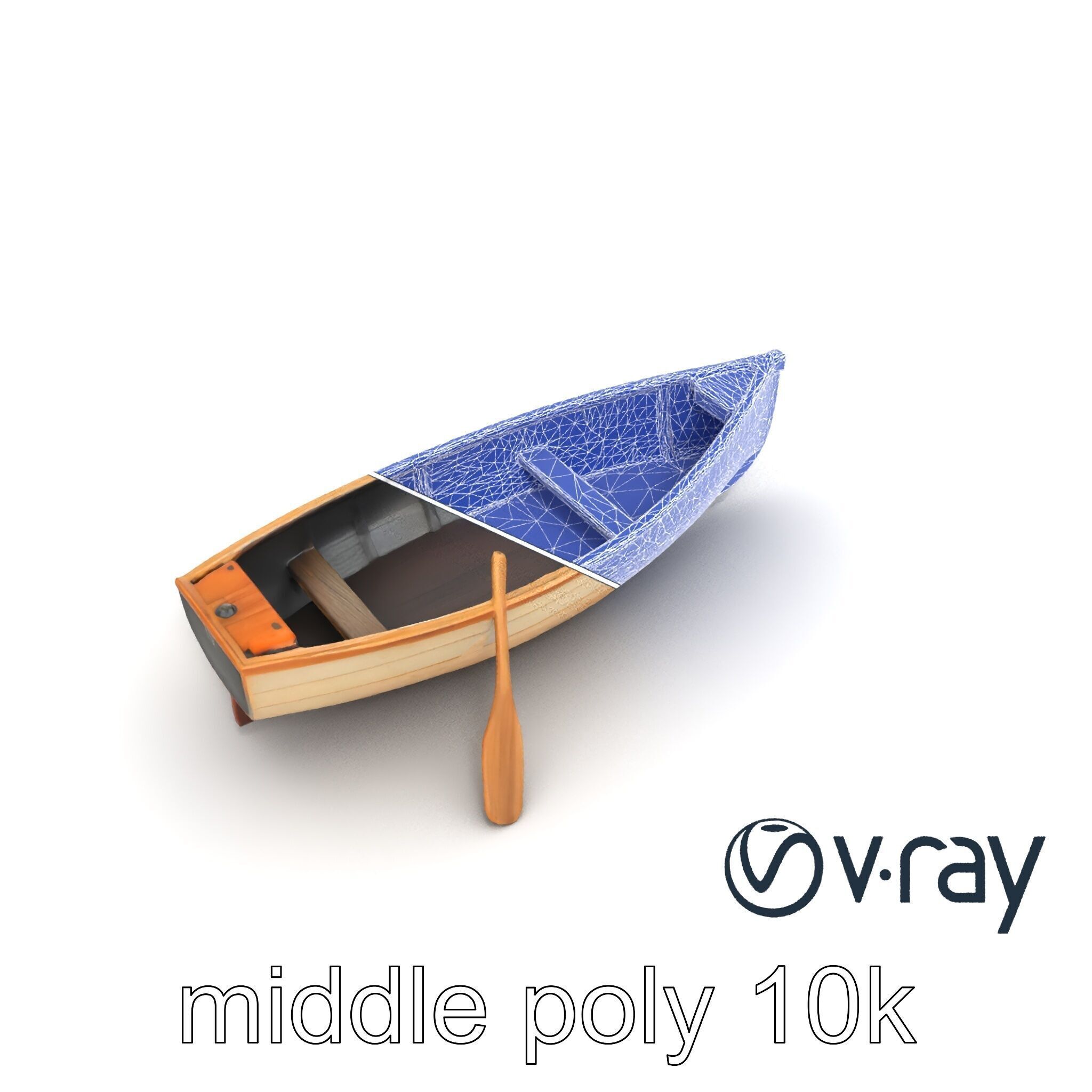 Wooden Rowboat with Oars model pack Low-poly 3D model_20