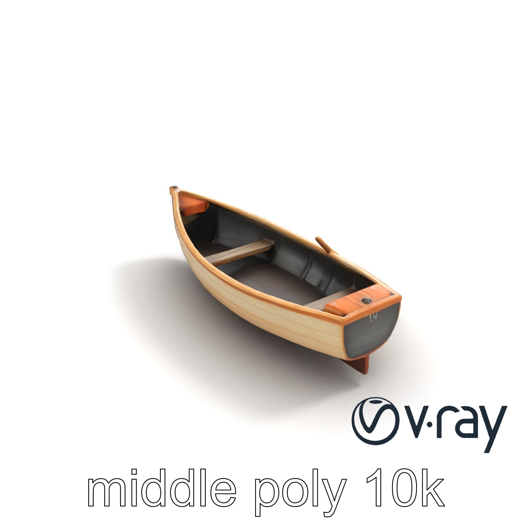Wooden Rowboat with Oars model pack Low-poly 3D model_7