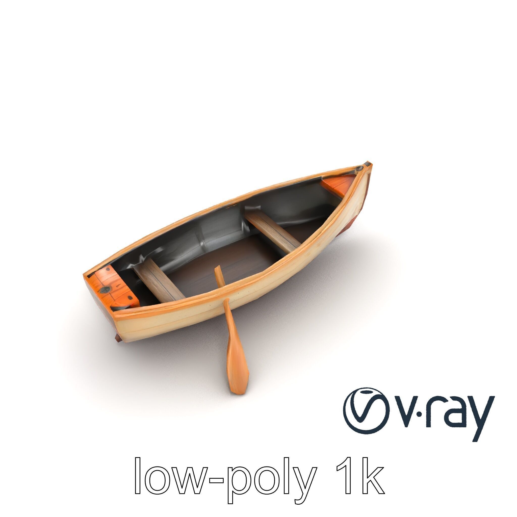 Wooden Rowboat with Oars model pack Low-poly 3D model_27