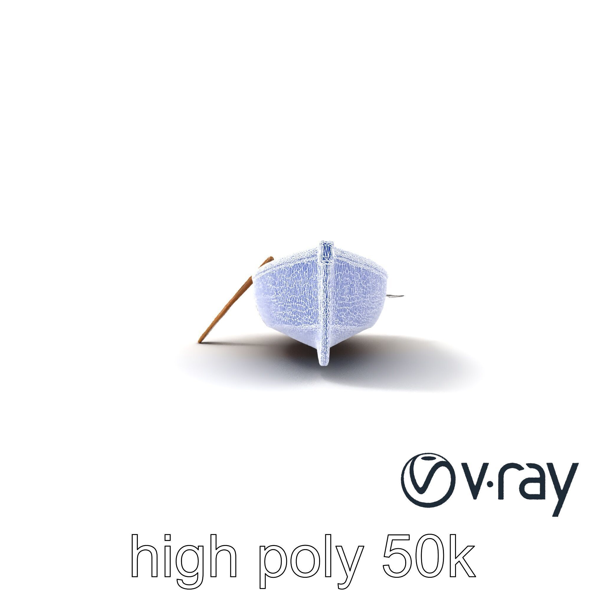 Wooden Rowboat with Oars model pack Low-poly 3D model_17