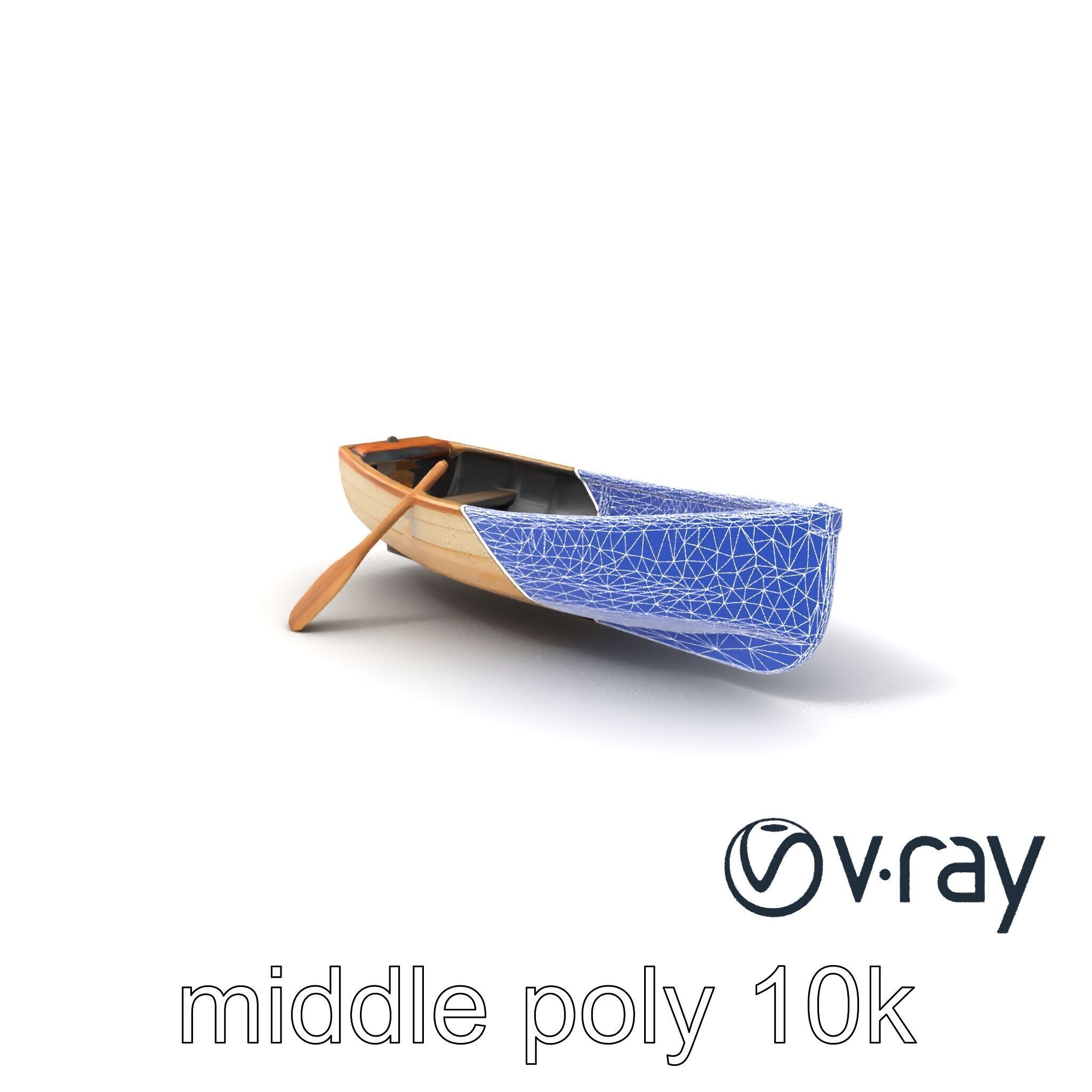 Wooden Rowboat with Oars model pack Low-poly 3D model_5