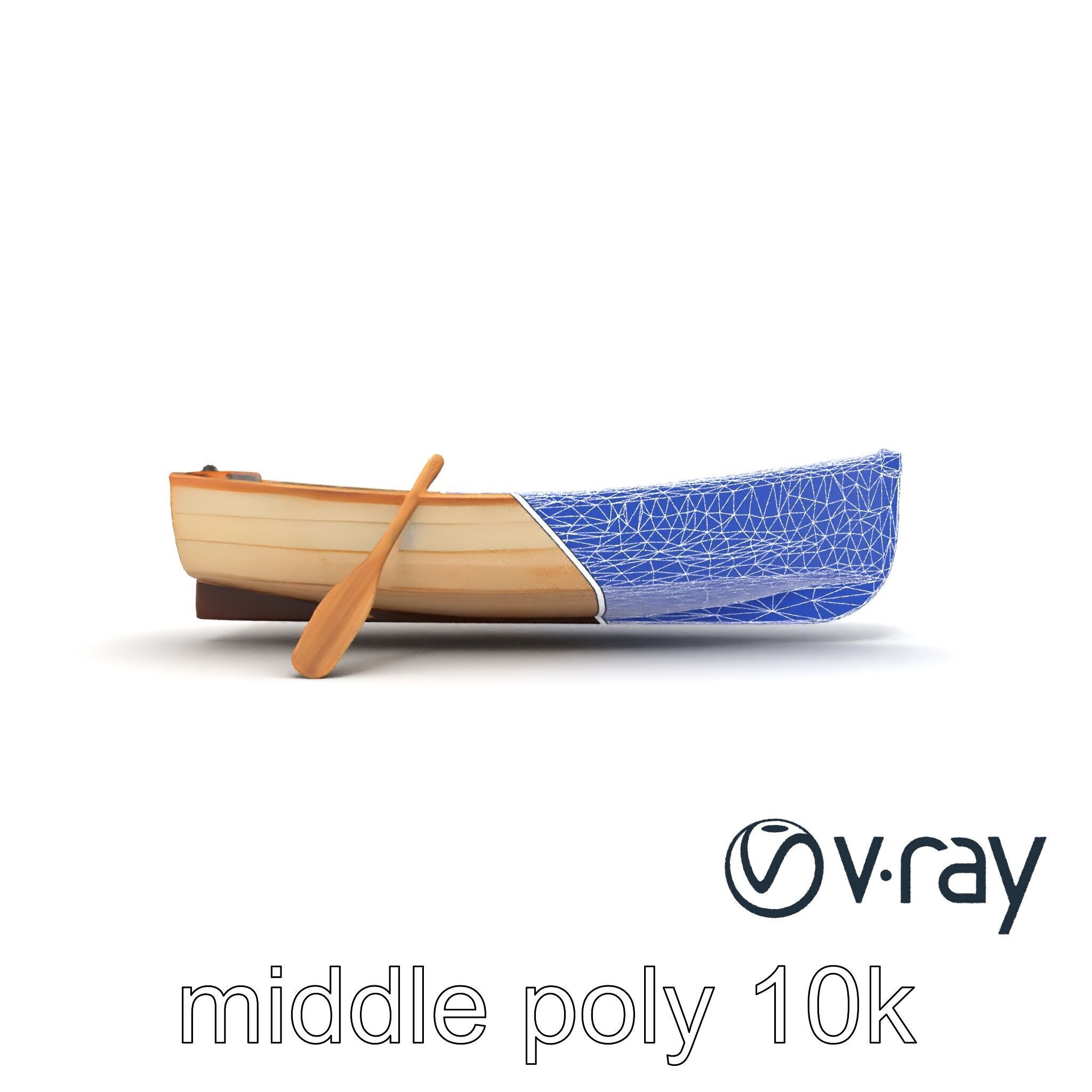 Wooden Rowboat with Oars model pack Low-poly 3D model_18