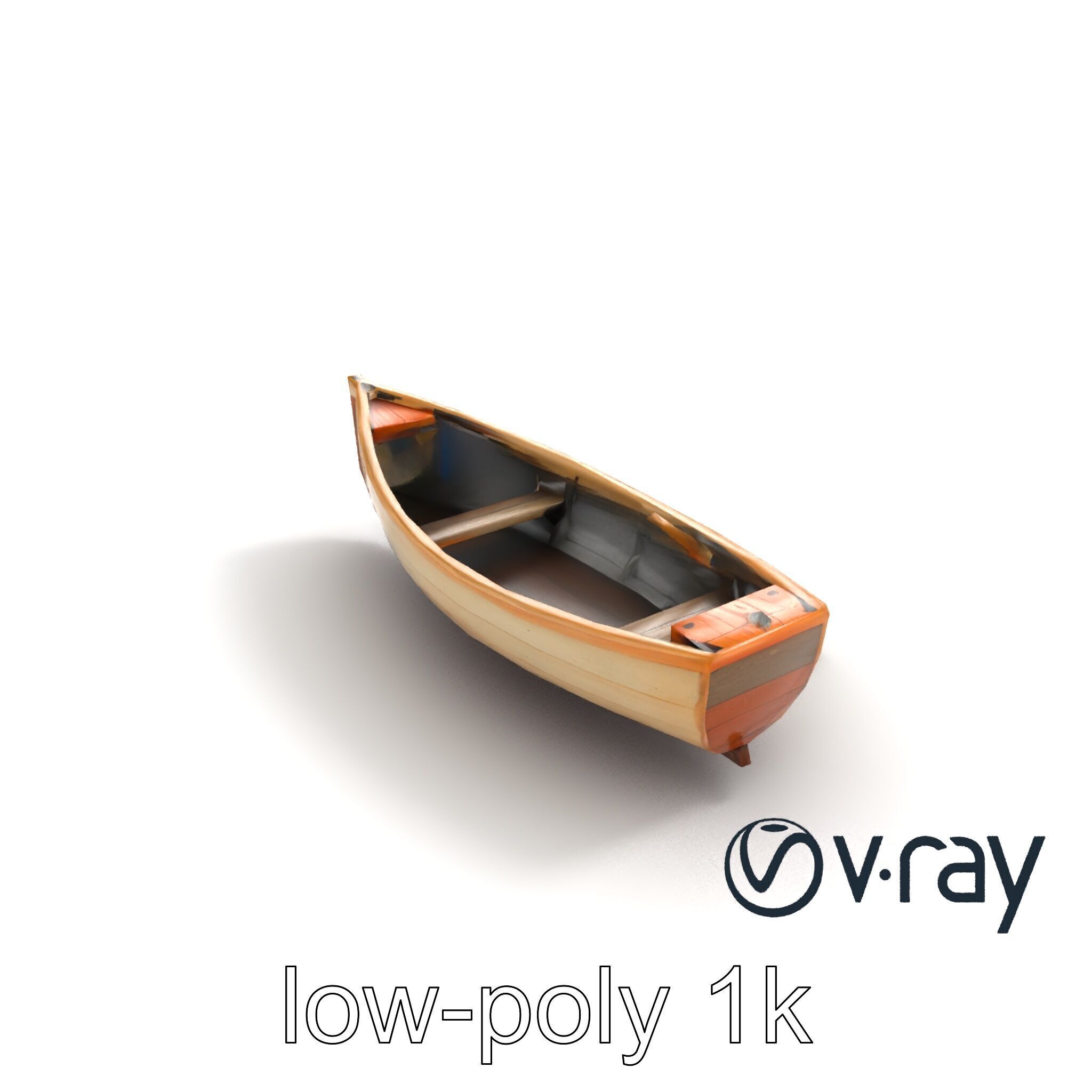 Wooden Rowboat with Oars model pack Low-poly 3D model_8