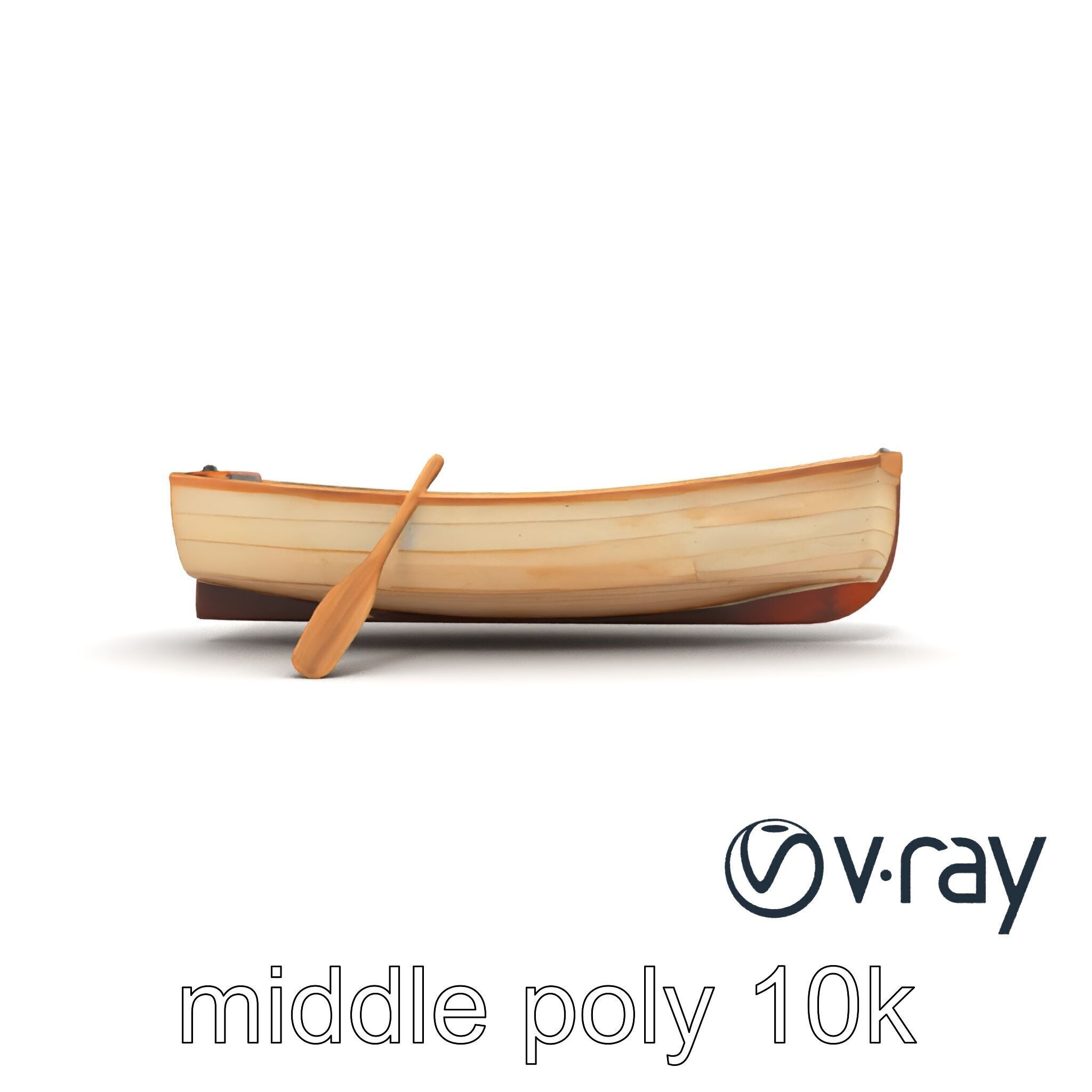 Wooden Rowboat with Oars model pack Low-poly 3D model_16