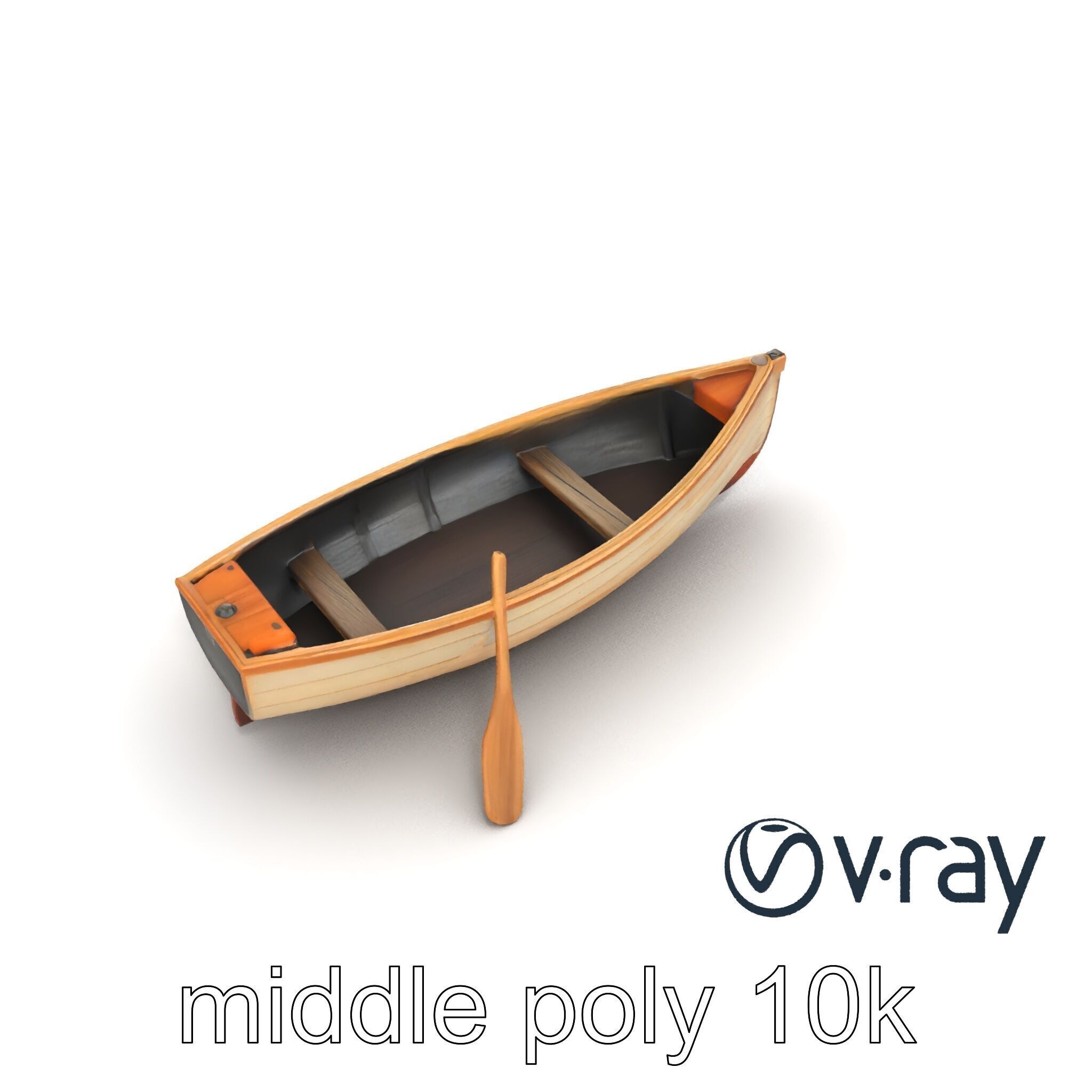 Wooden Rowboat with Oars model pack Low-poly 3D model_23