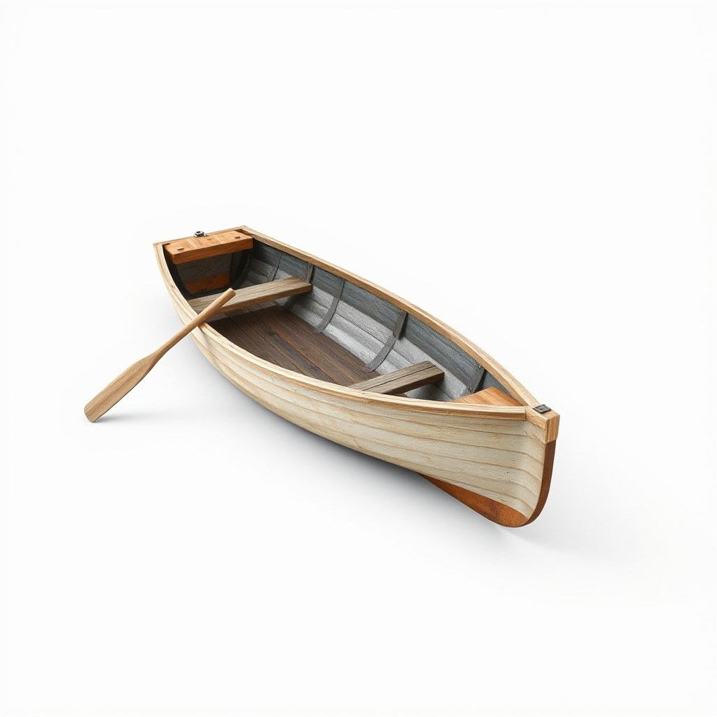Wooden Rowboat with Oars model pack Low-poly 3D model_3