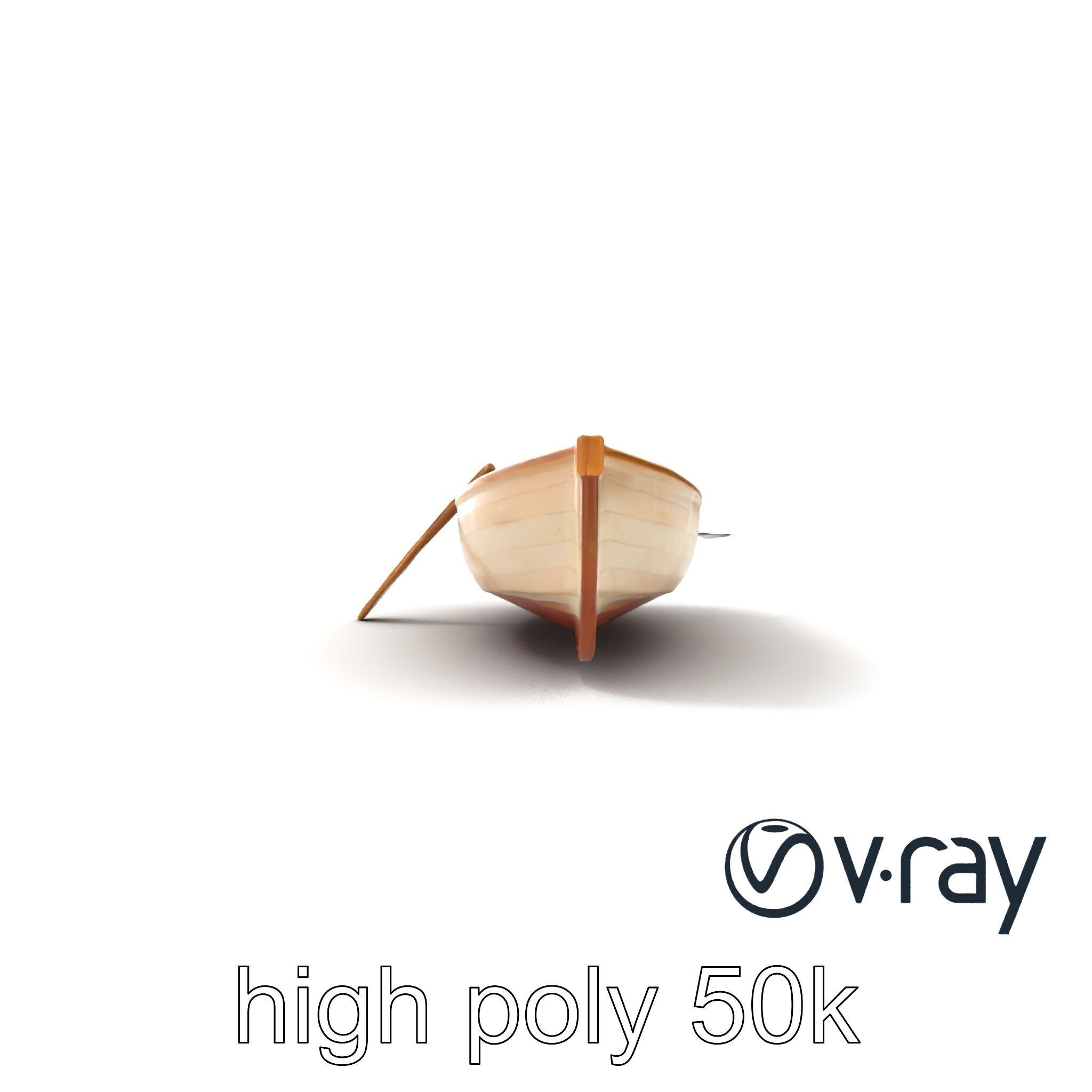 Wooden Rowboat with Oars model pack Low-poly 3D model_12
