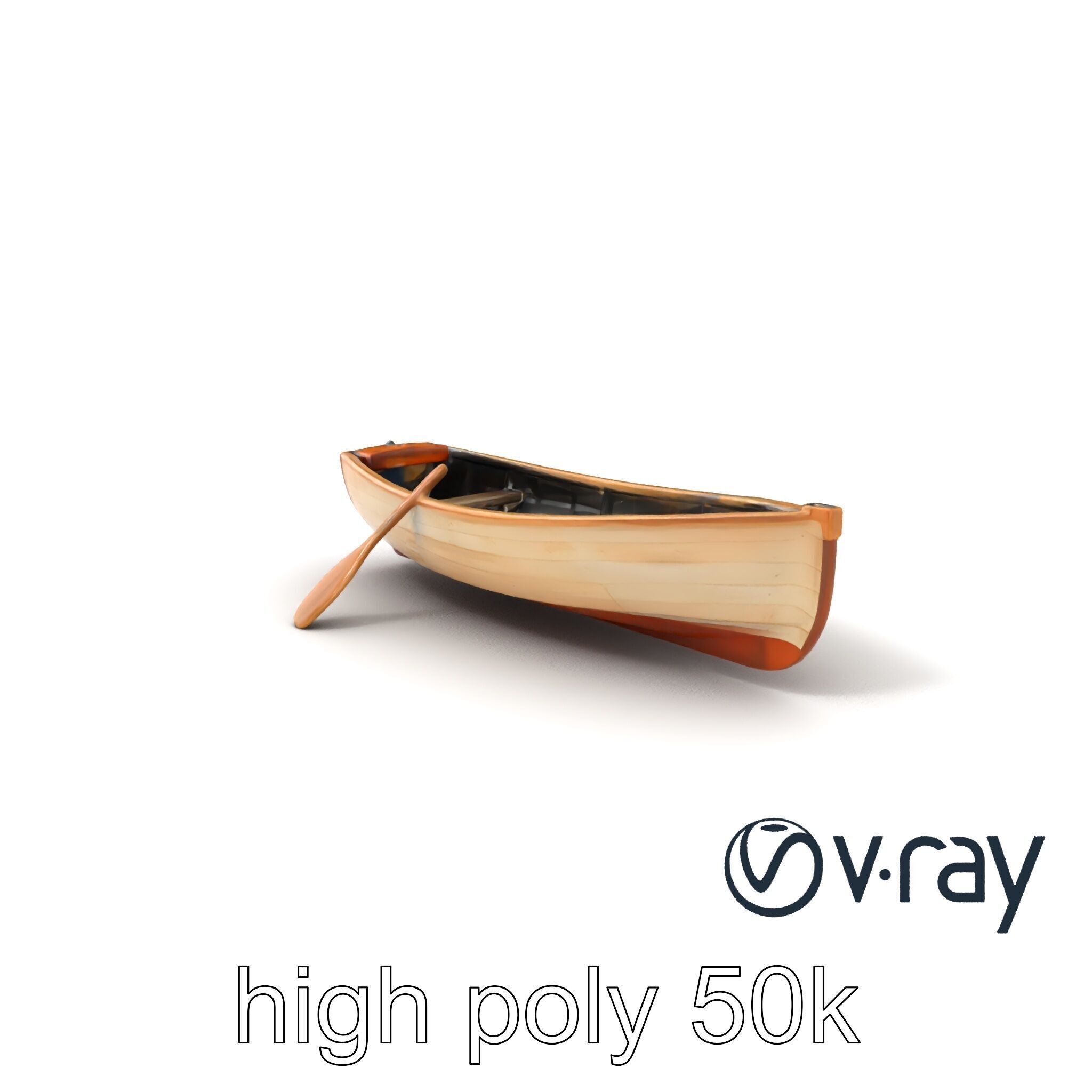 Wooden Rowboat with Oars model pack Low-poly 3D model_2