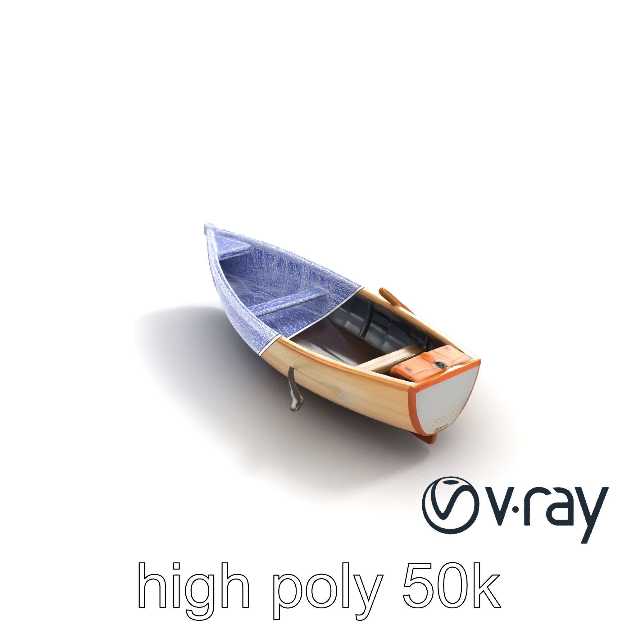 Wooden Rowboat with Oars model pack Low-poly 3D model_19