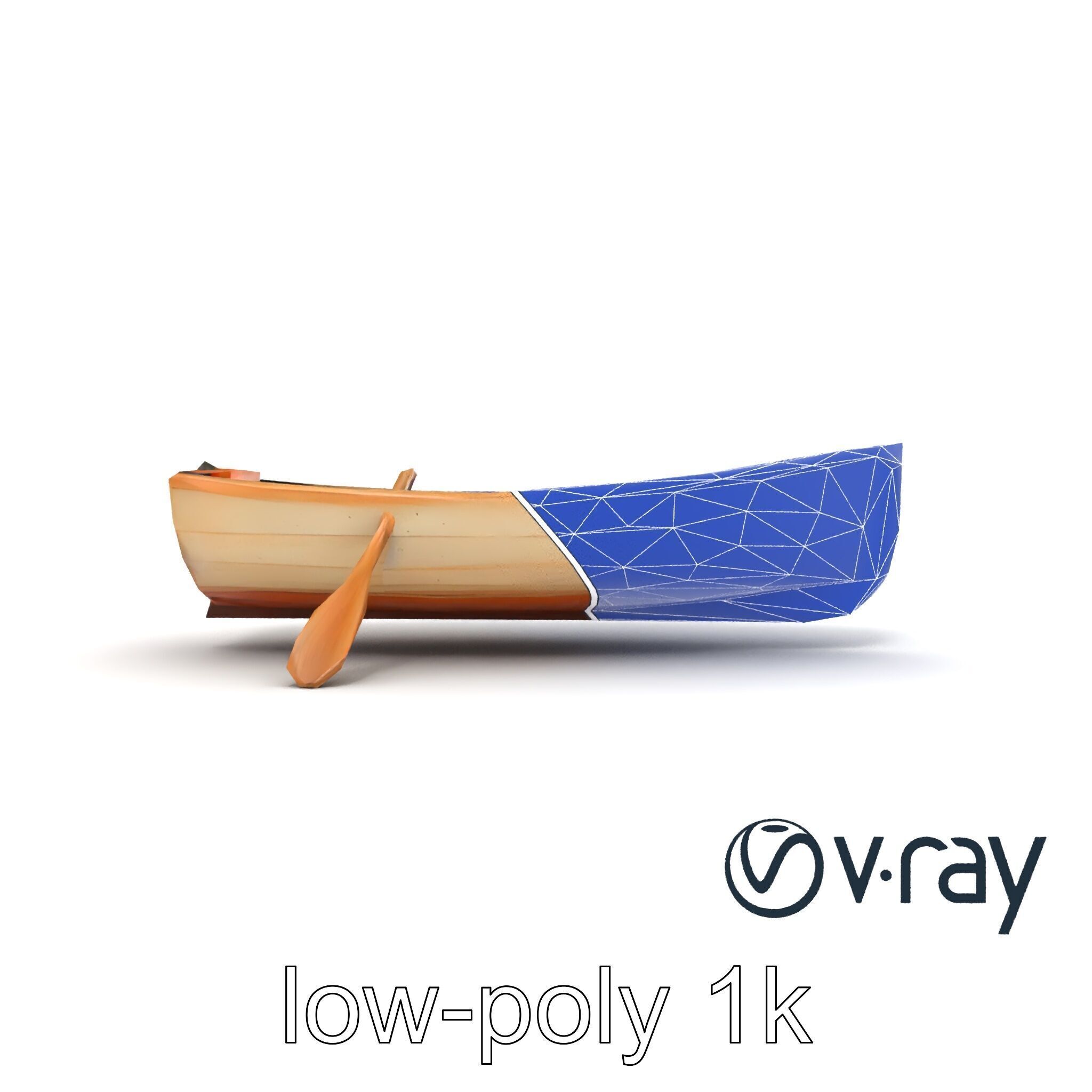 Wooden Rowboat with Oars model pack Low-poly 3D model_22