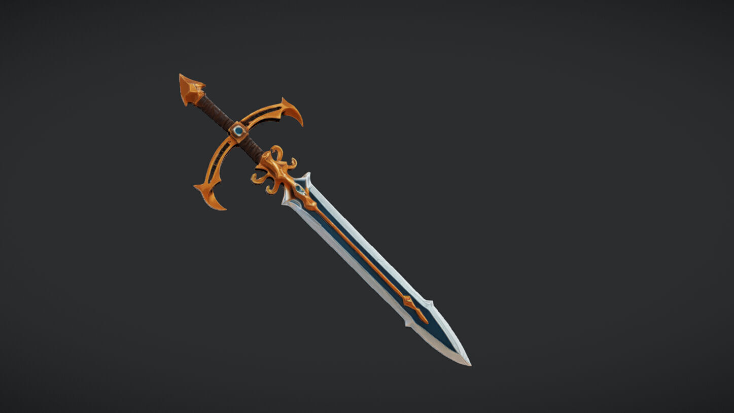 decorative sword with gems 3D model_3