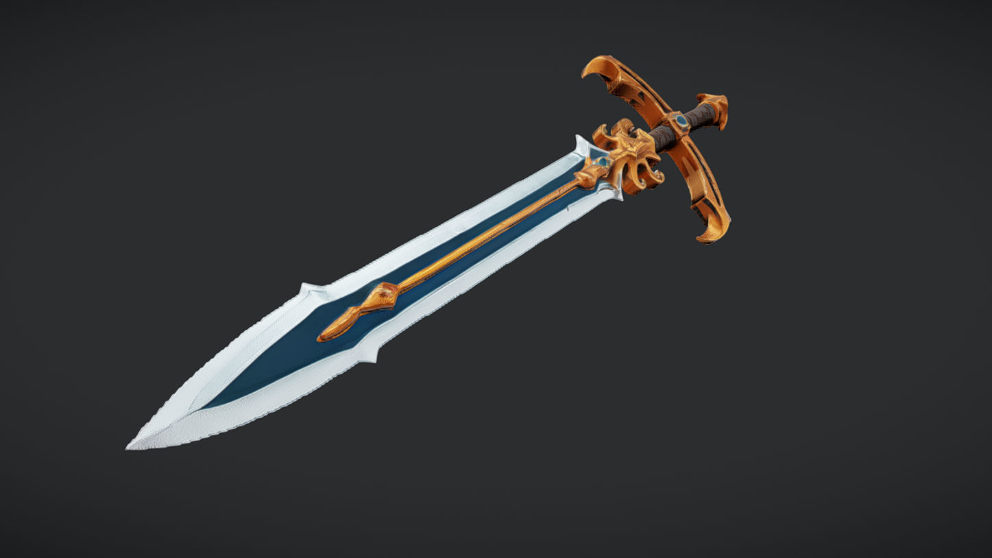 decorative sword with gems 3D model_1
