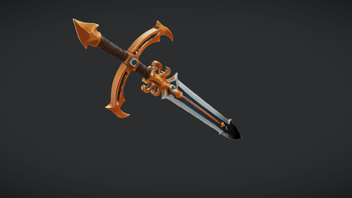 decorative sword with gems 3D model_2