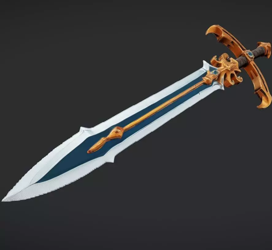decorative sword with gems 3D model_0