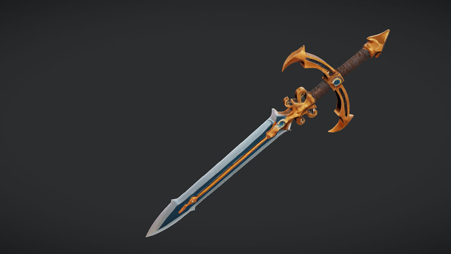 decorative sword with gems 3D model_4