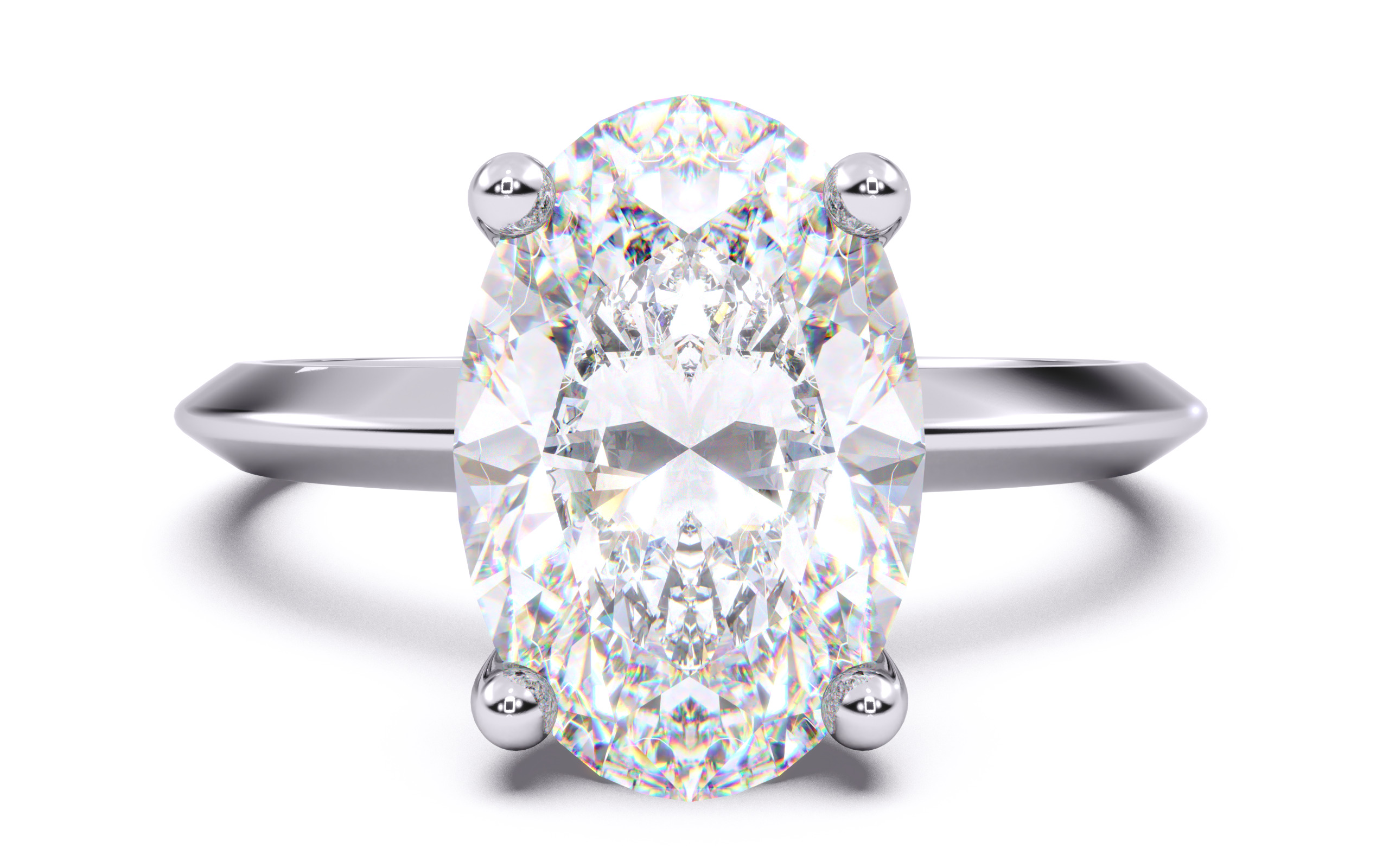 Oval Diamond Solitaire Ring 3D print model 3D print model_2