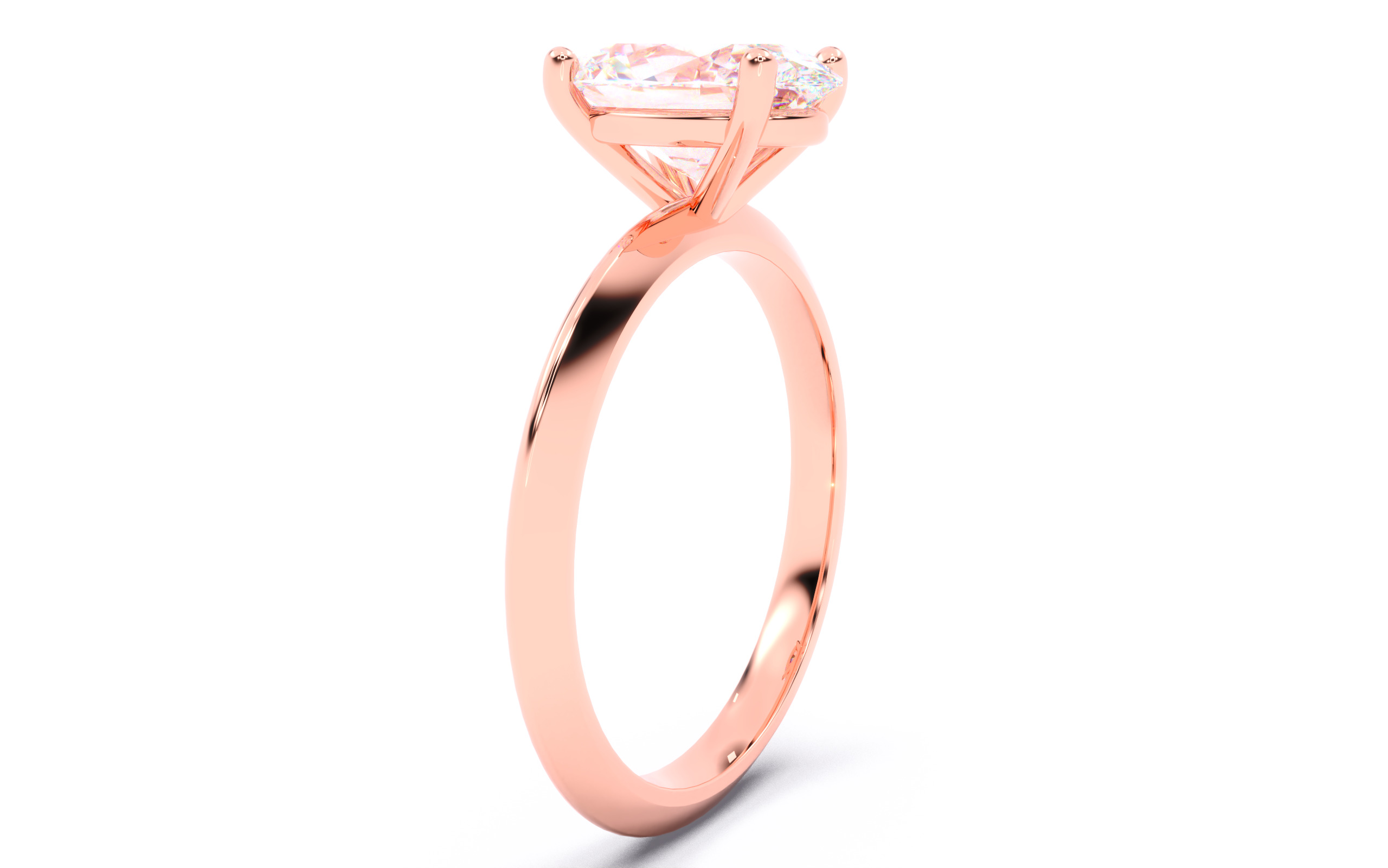 Oval Diamond Solitaire Ring 3D print model 3D print model_12