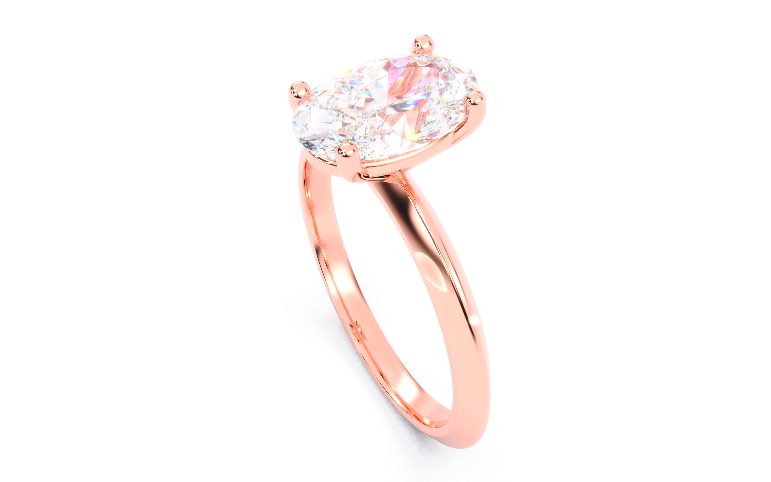Oval Diamond Solitaire Ring 3D print model 3D print model_11