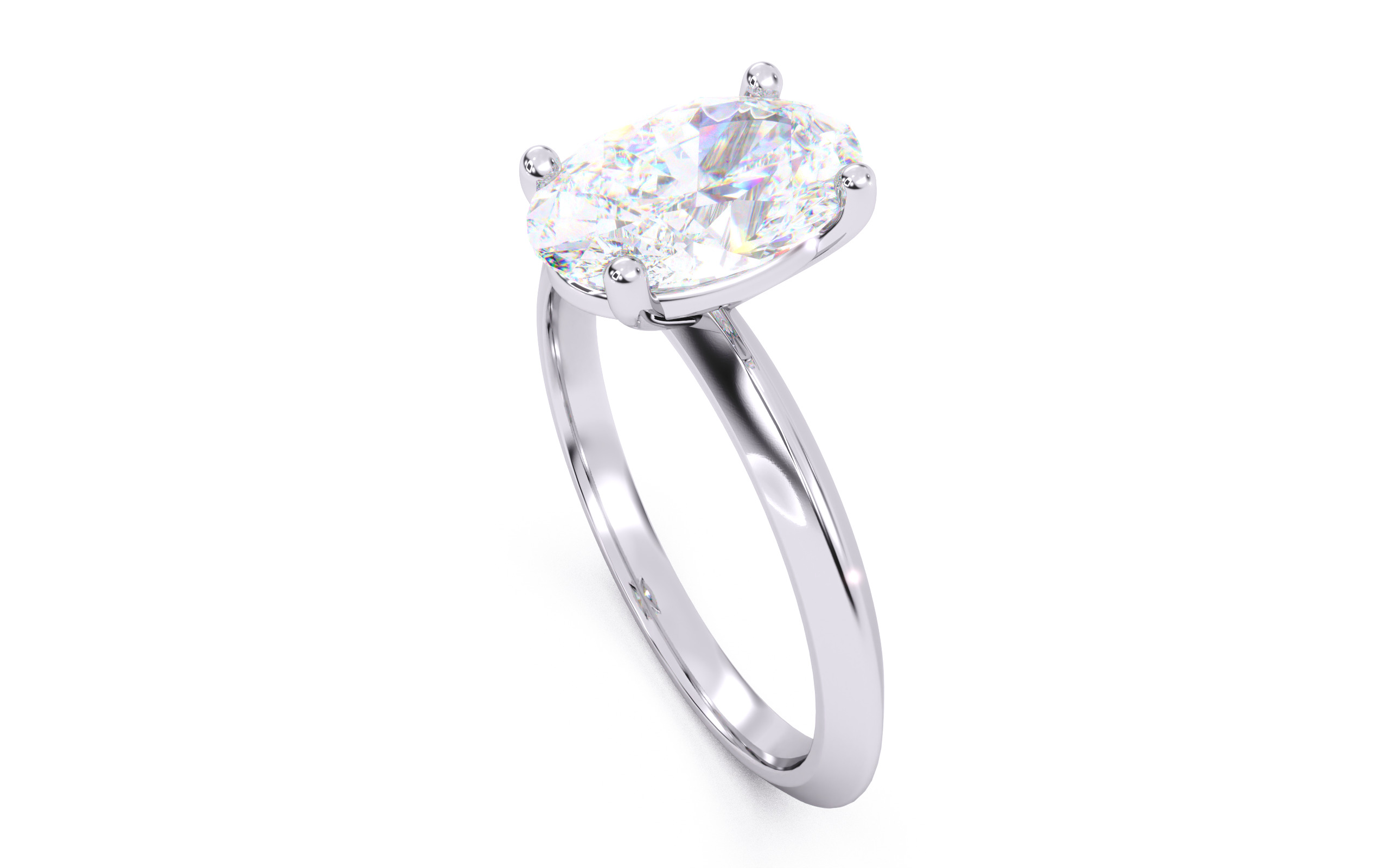 Oval Diamond Solitaire Ring 3D print model 3D print model_9