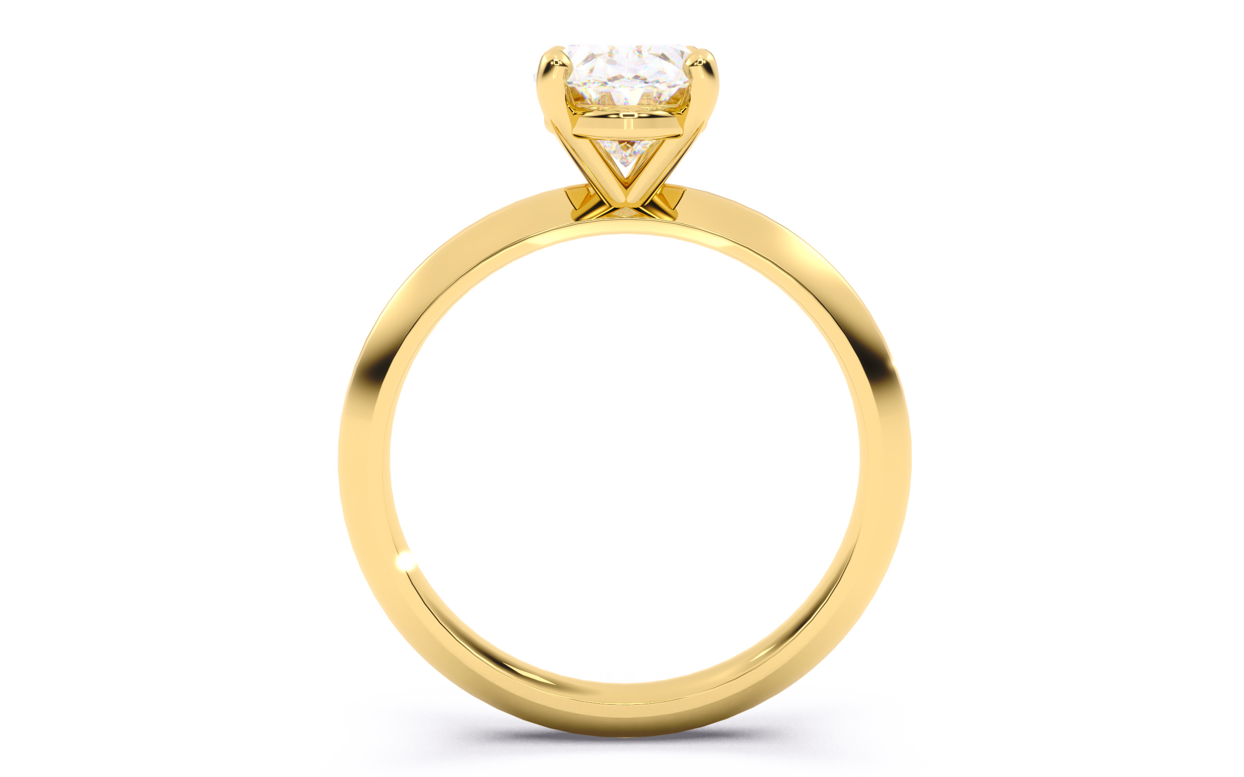 Oval Diamond Solitaire Ring 3D print model 3D print model_4