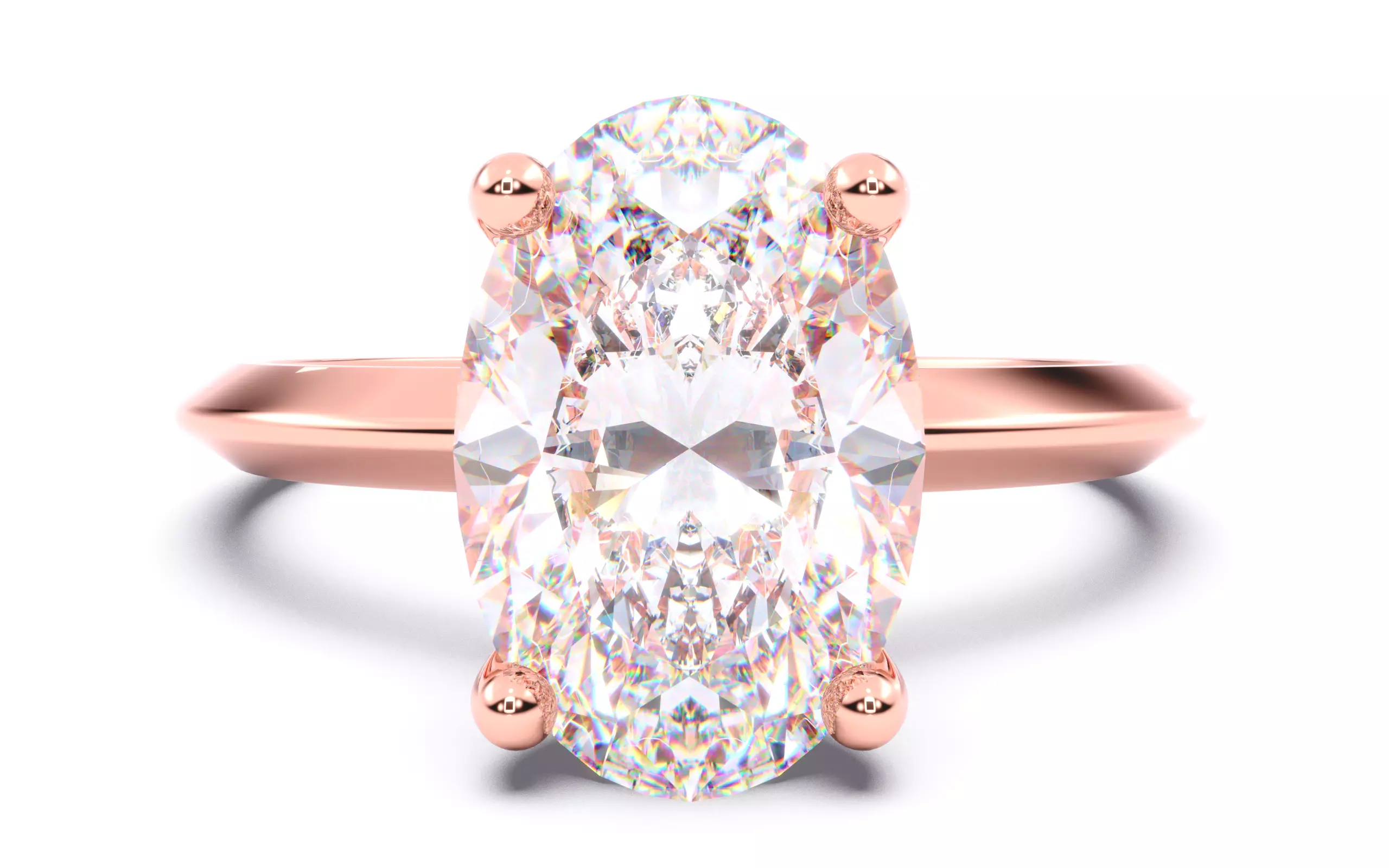 Oval Diamond Solitaire Ring 3D print model 3D print model_0