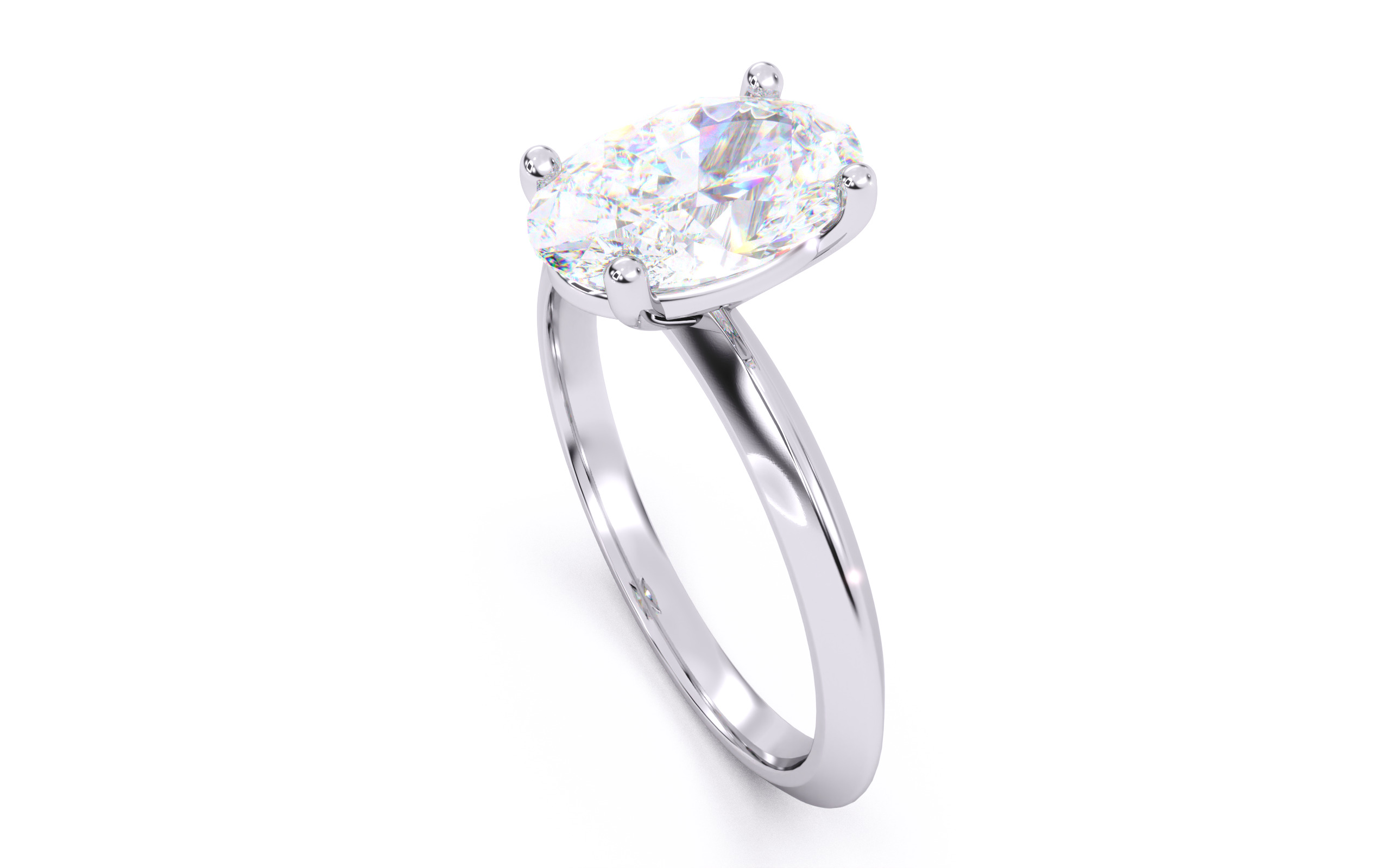 Oval Diamond Solitaire Ring 3D print model 3D print model_8