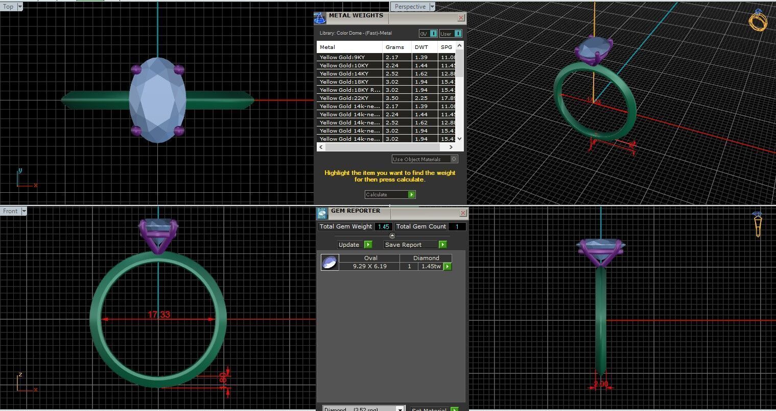 Oval Diamond Solitaire Ring 3D print model 3D print model_25