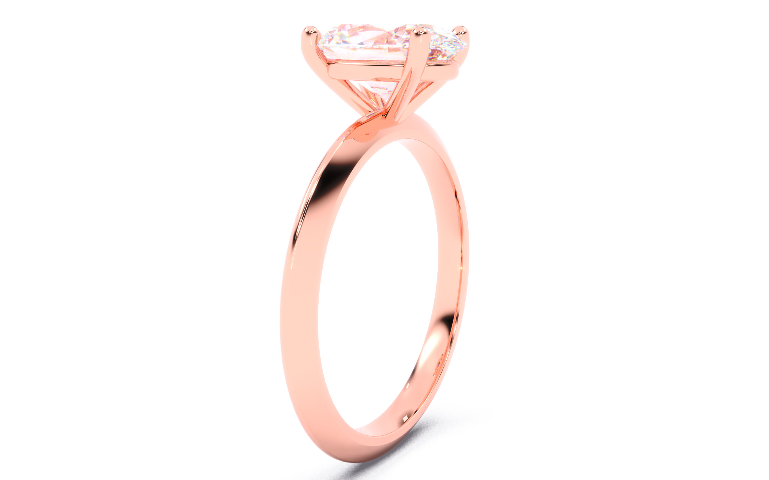 Oval Diamond Solitaire Ring 3D print model 3D print model_14