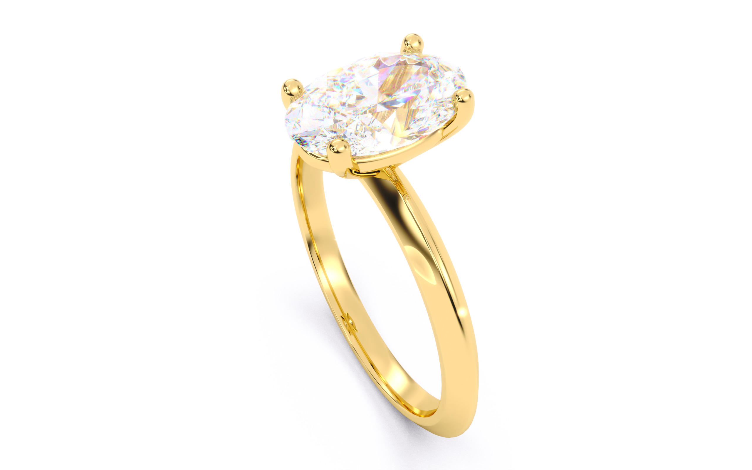 Oval Diamond Solitaire Ring 3D print model 3D print model_6