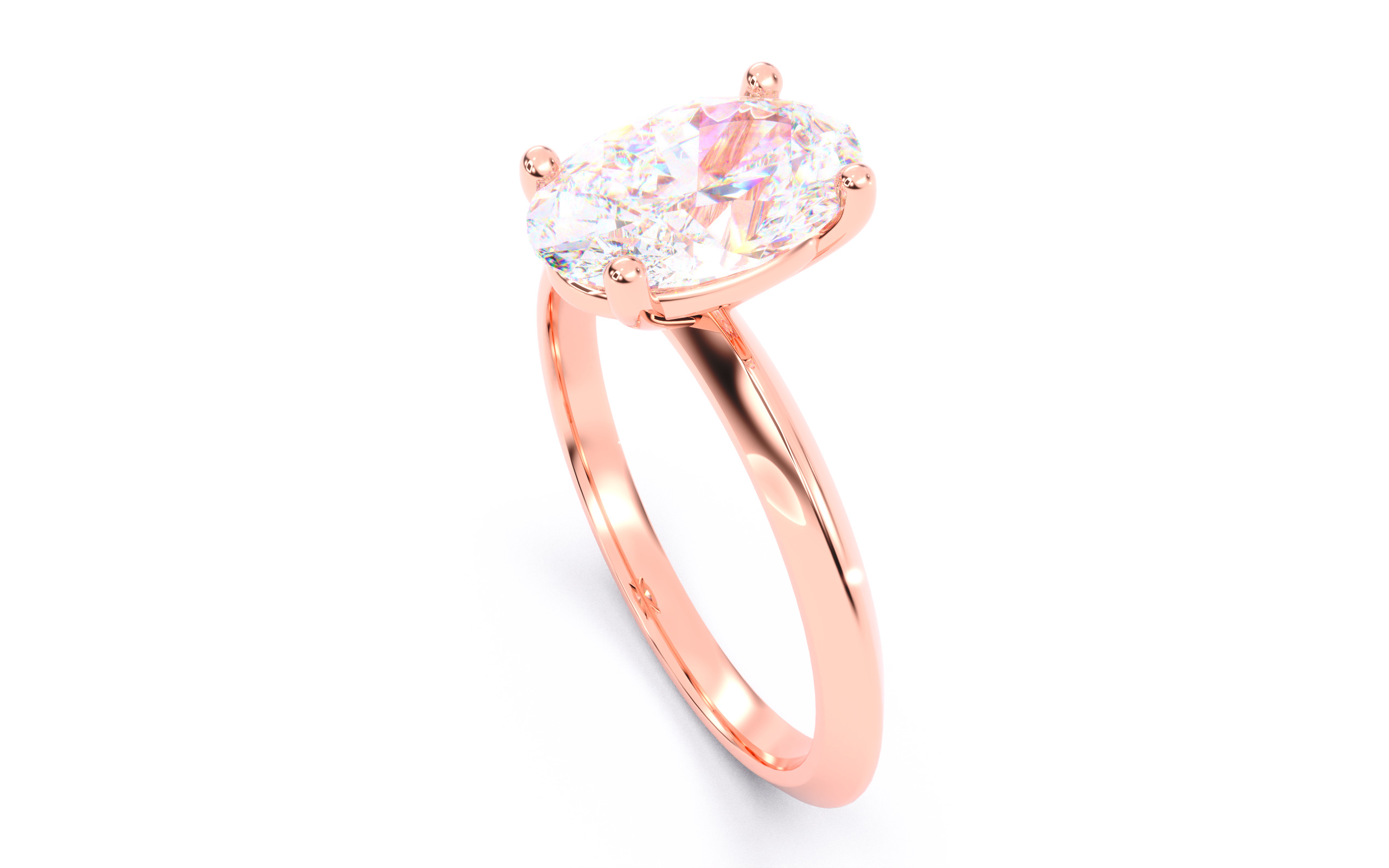 Oval Diamond Solitaire Ring 3D print model 3D print model_10