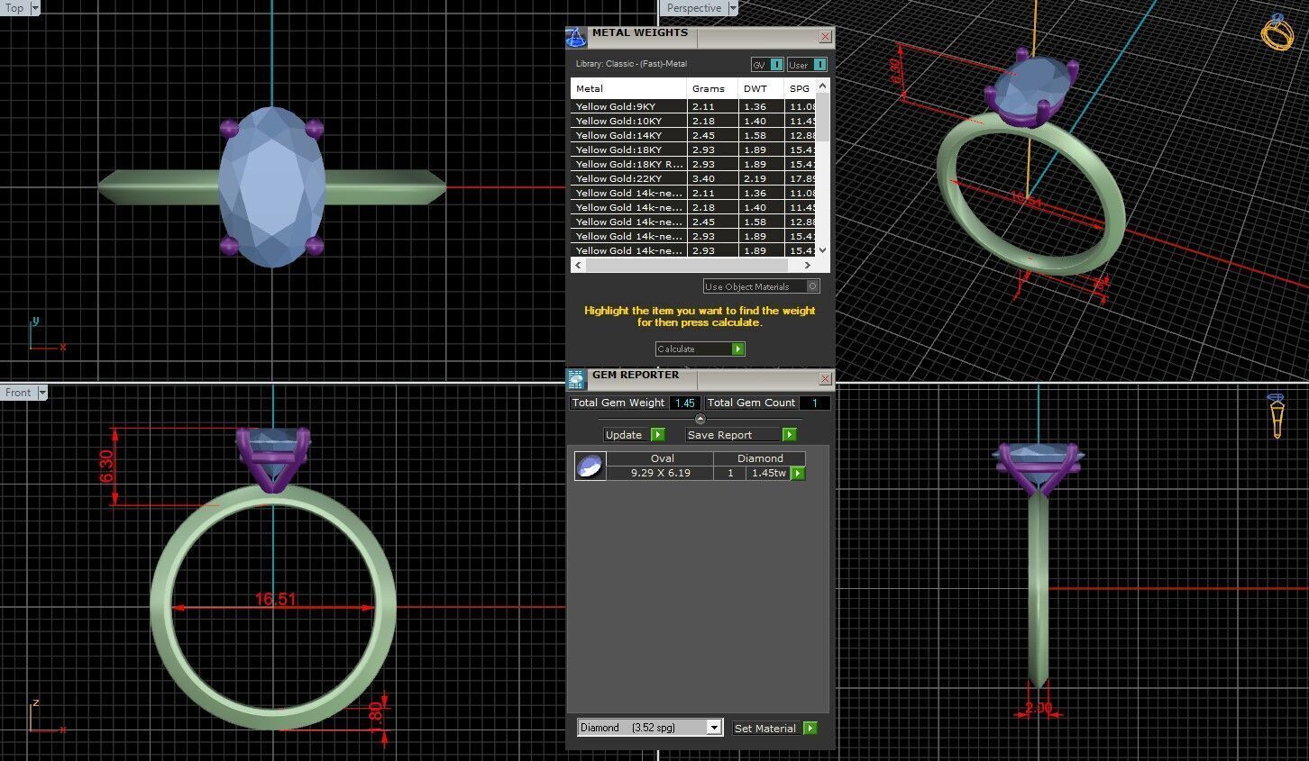 Oval Diamond Solitaire Ring 3D print model 3D print model_1