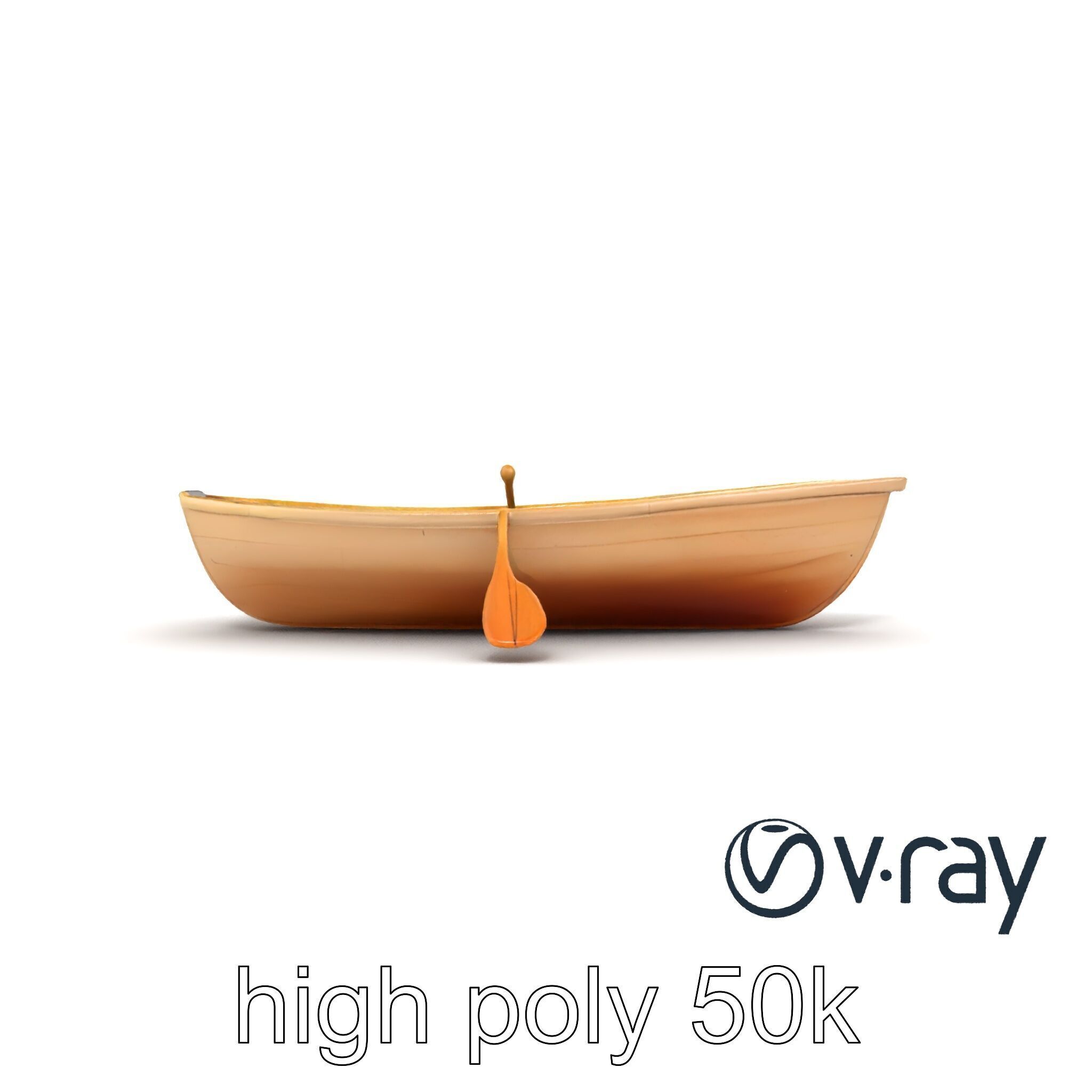 Realistic Wooden Rowboat with Oars model pack Low-poly 3D model_30