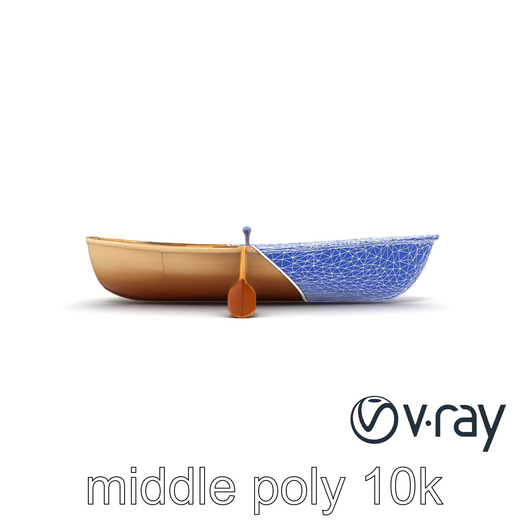 Realistic Wooden Rowboat with Oars model pack Low-poly 3D model_28