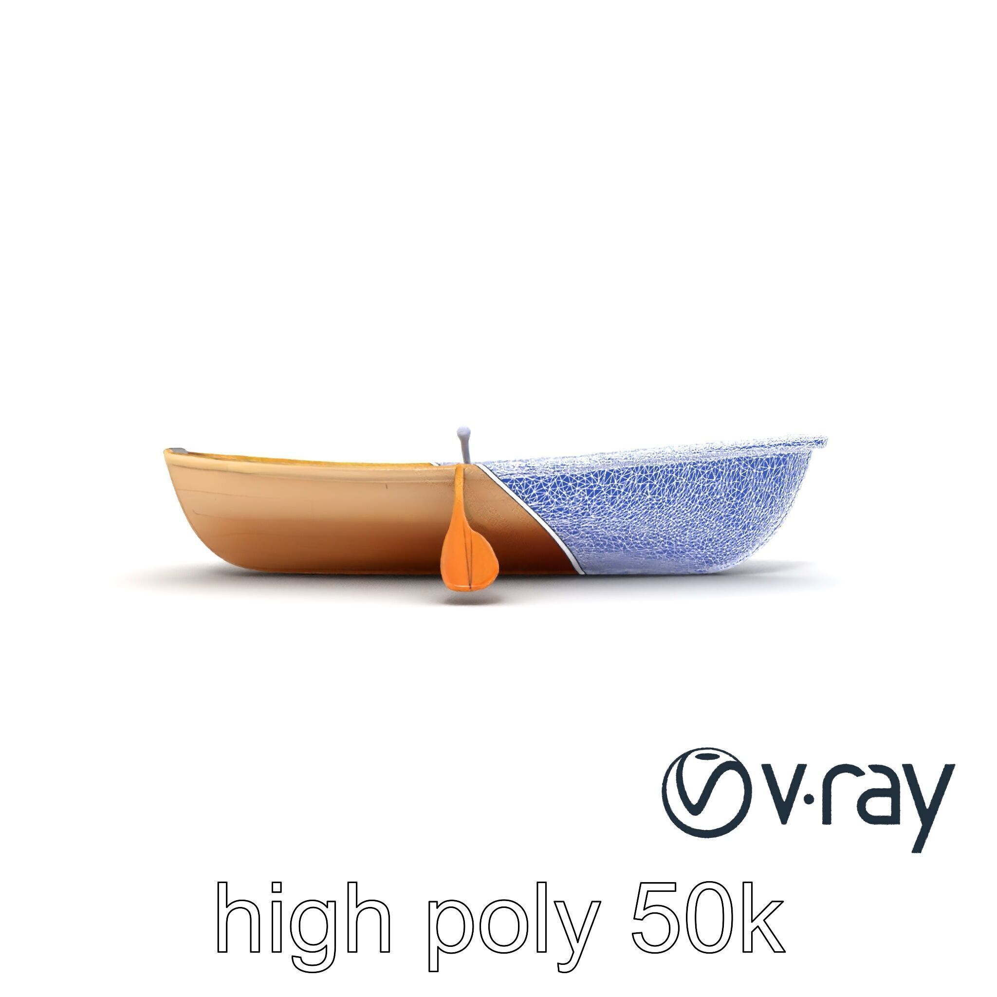 Realistic Wooden Rowboat with Oars model pack Low-poly 3D model_27