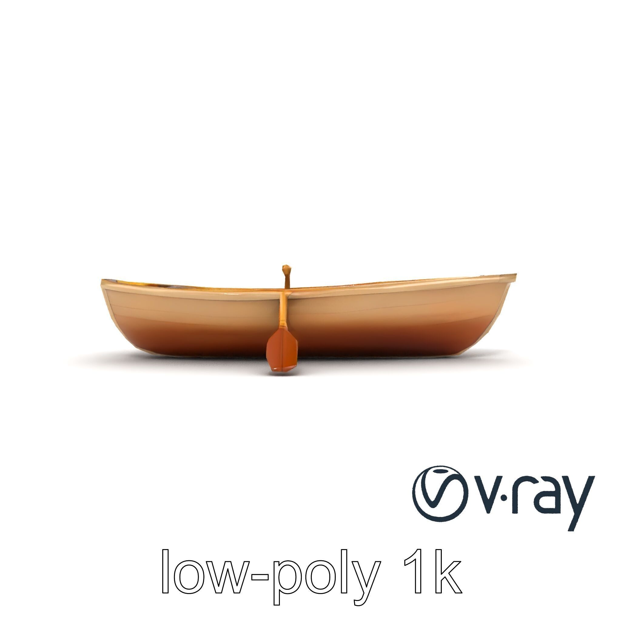 Realistic Wooden Rowboat with Oars model pack Low-poly 3D model_29