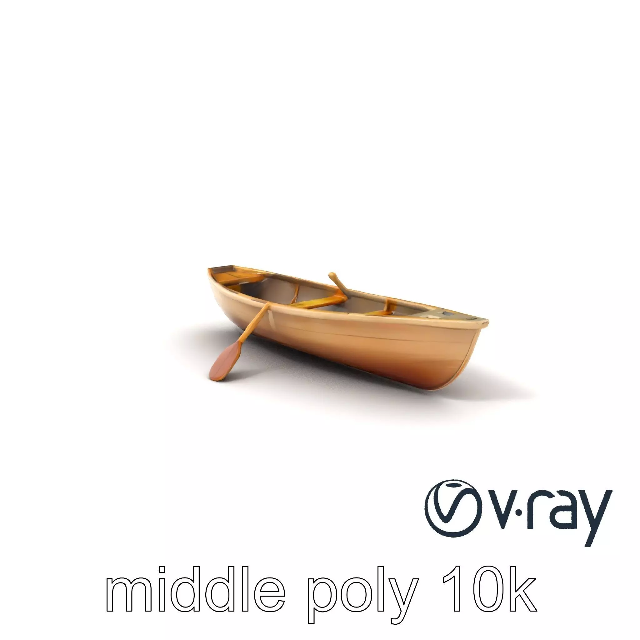 Realistic Wooden Rowboat with Oars model pack Low-poly 3D model_0