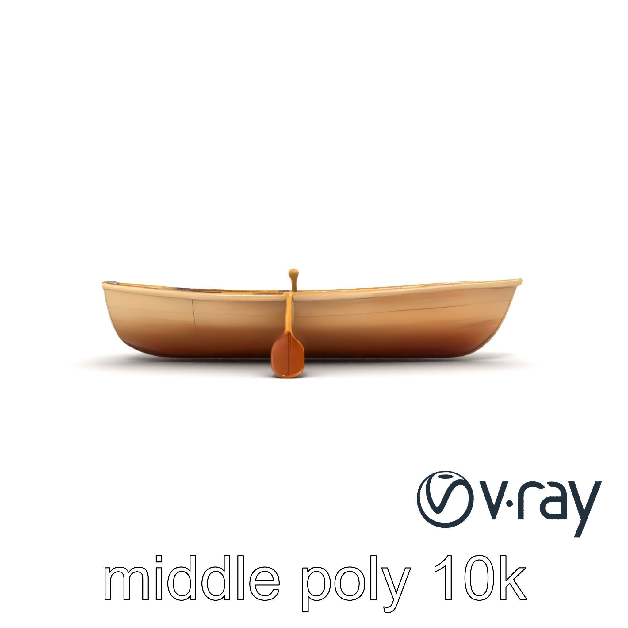 Realistic Wooden Rowboat with Oars model pack Low-poly 3D model_14