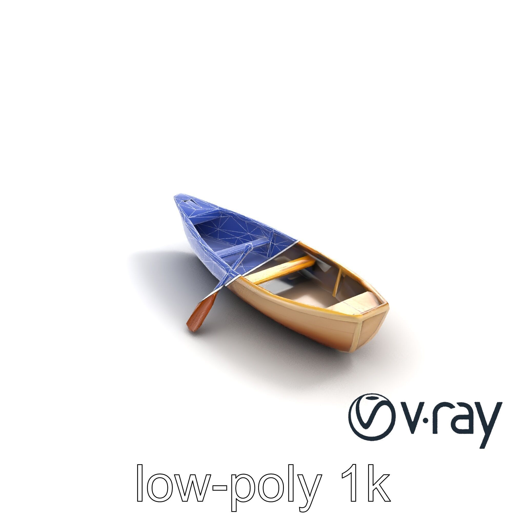 Realistic Wooden Rowboat with Oars model pack Low-poly 3D model_21
