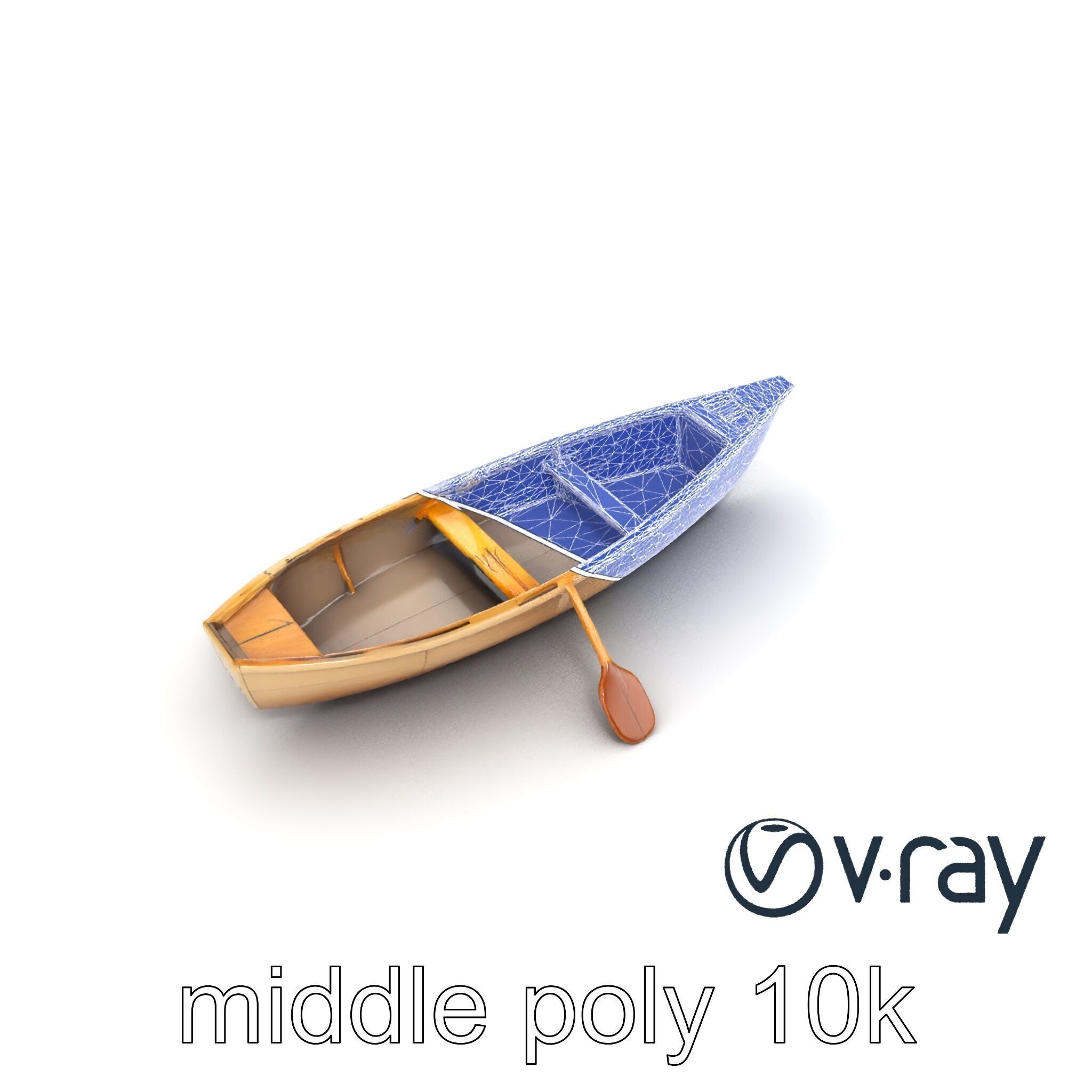 Realistic Wooden Rowboat with Oars model pack Low-poly 3D model_11