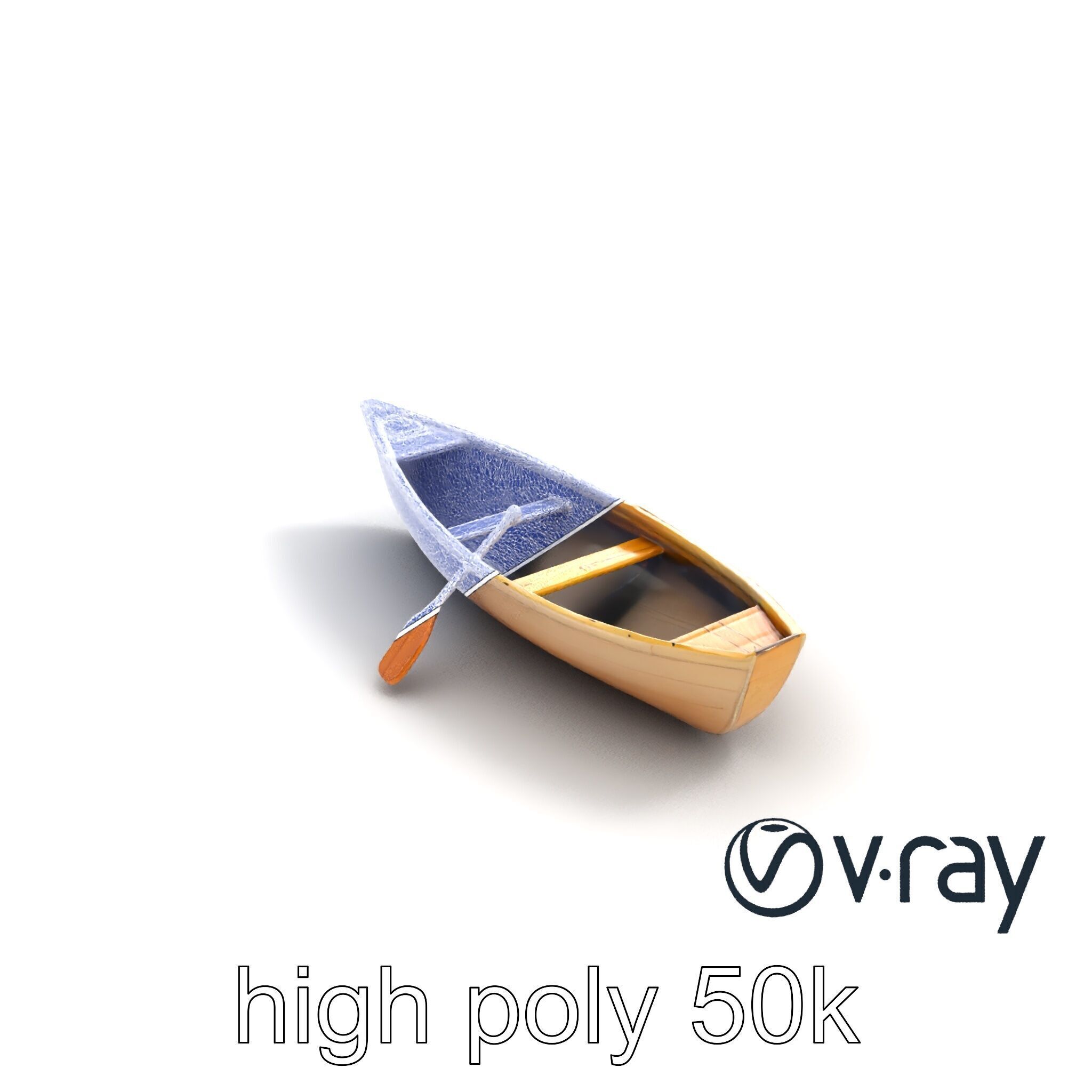Realistic Wooden Rowboat with Oars model pack Low-poly 3D model_26