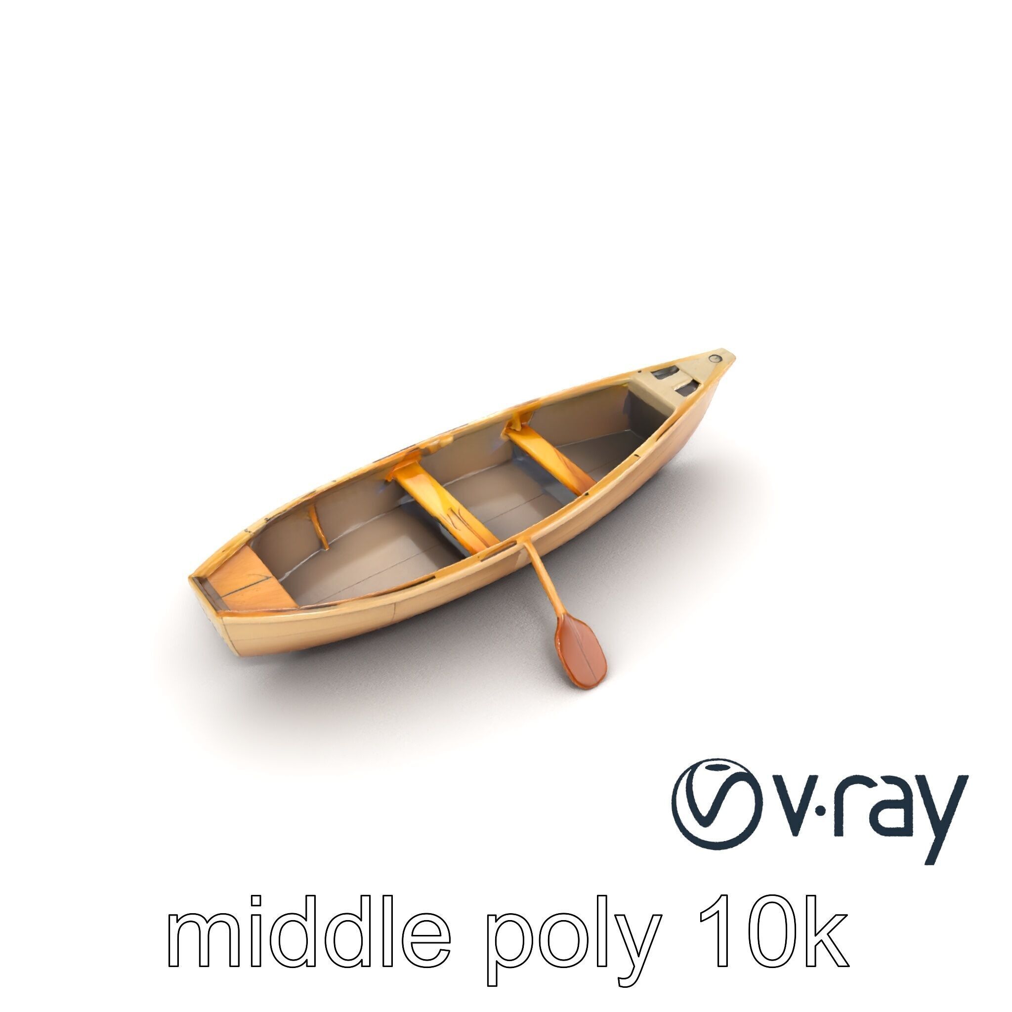 Realistic Wooden Rowboat with Oars model pack Low-poly 3D model_18