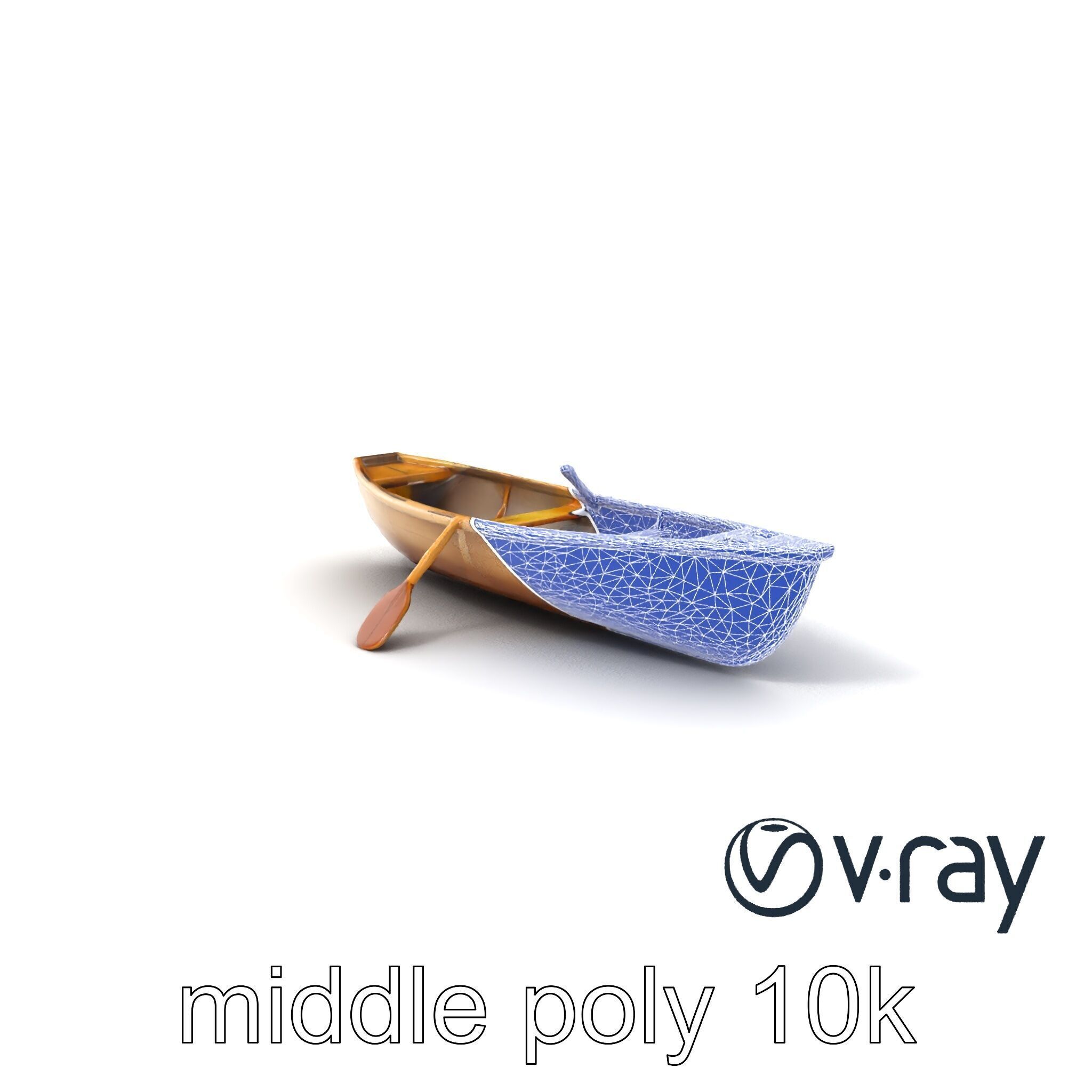 Realistic Wooden Rowboat with Oars model pack Low-poly 3D model_5