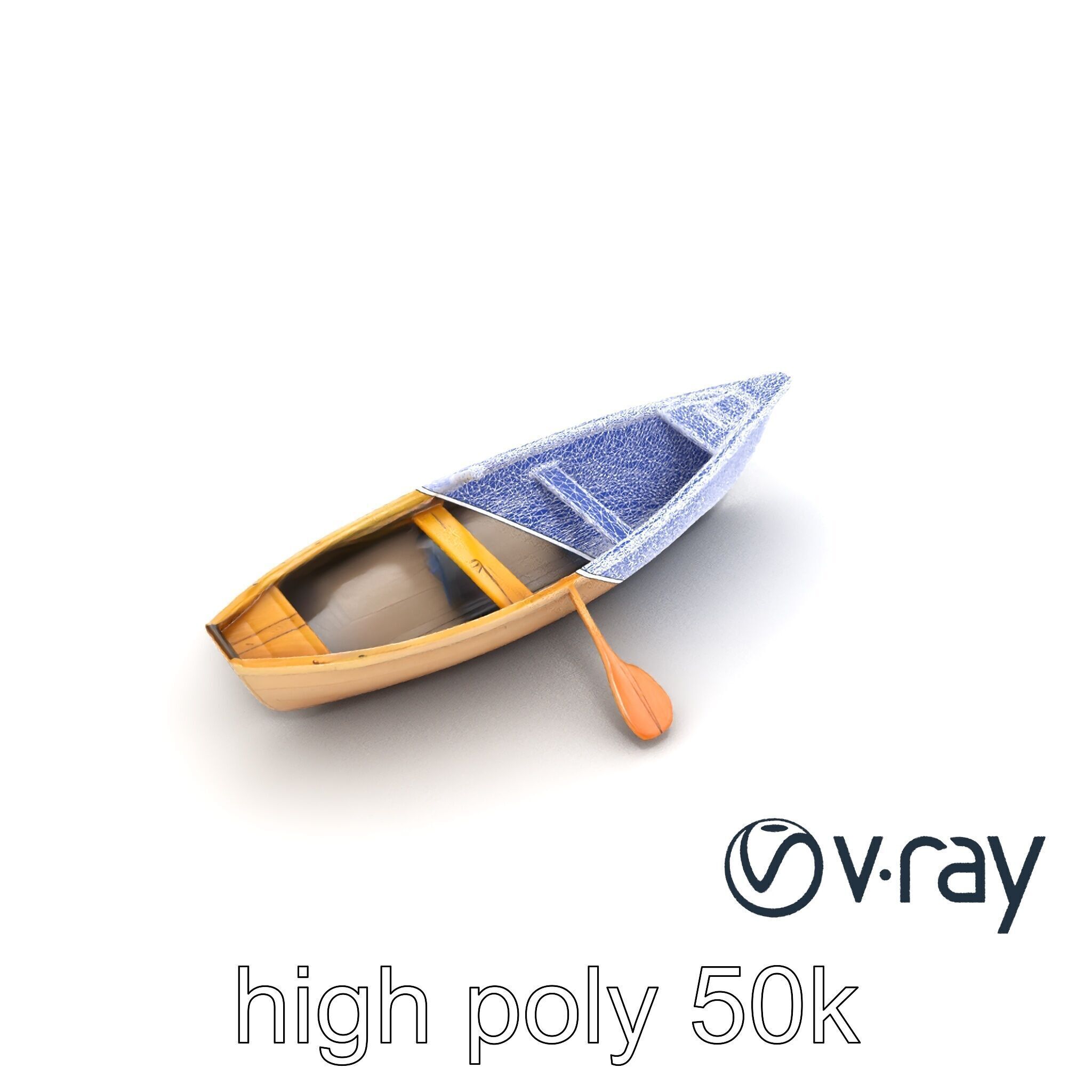 Realistic Wooden Rowboat with Oars model pack Low-poly 3D model_15
