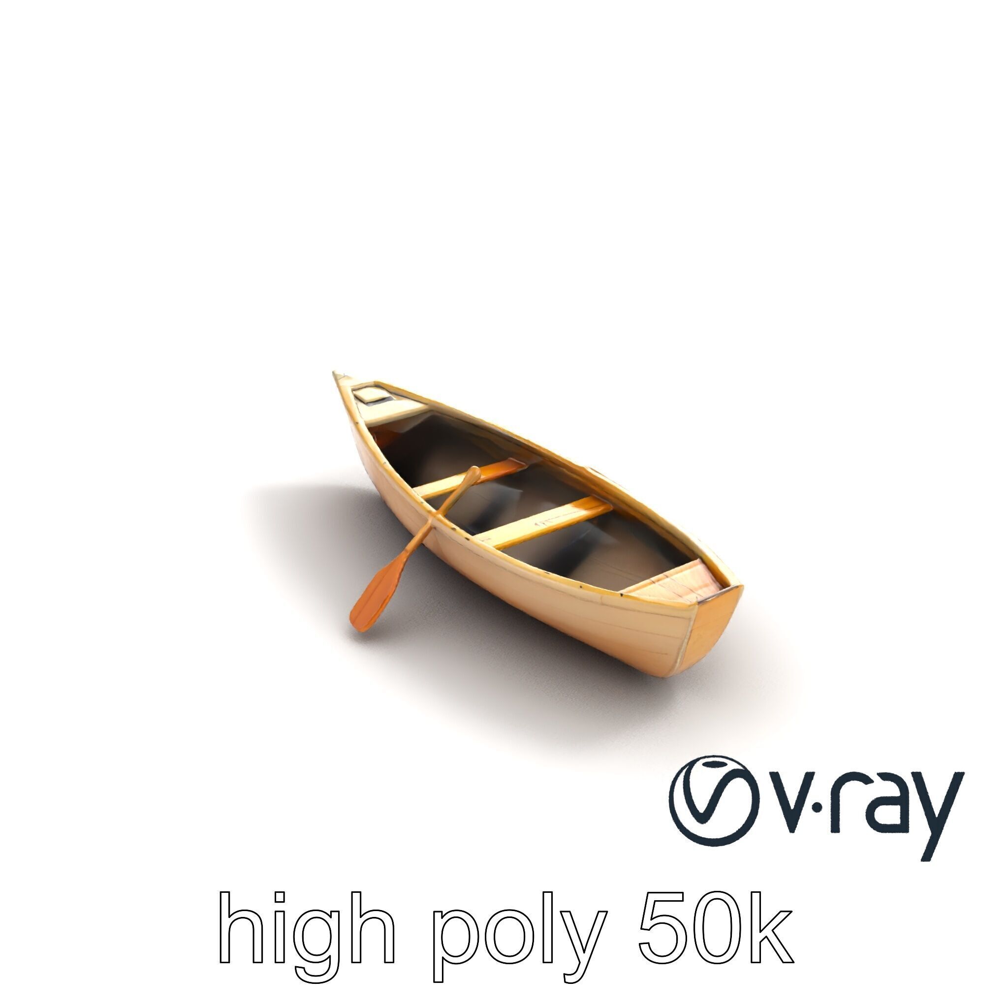 Realistic Wooden Rowboat with Oars model pack Low-poly 3D model_9