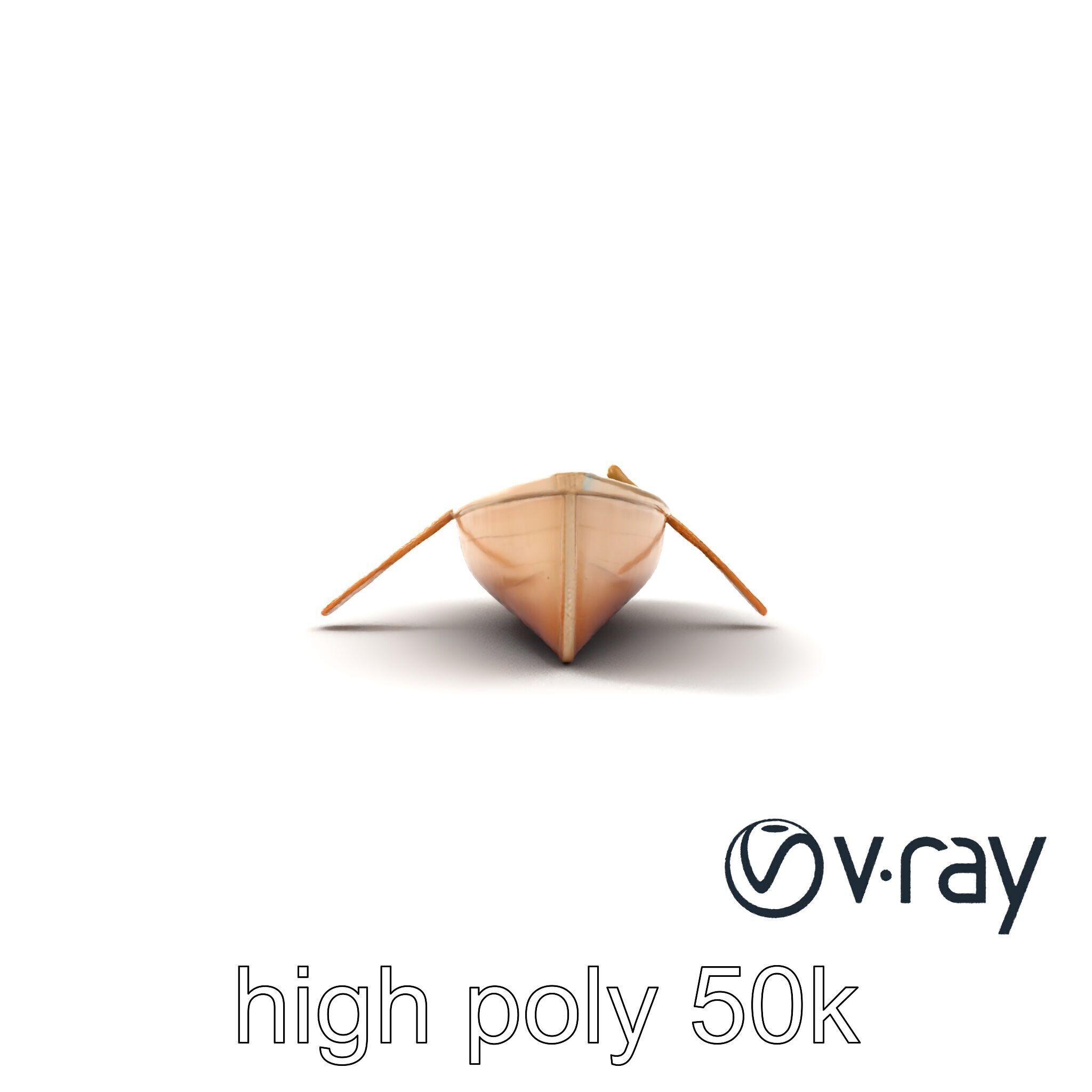 Realistic Wooden Rowboat with Oars model pack Low-poly 3D model_16