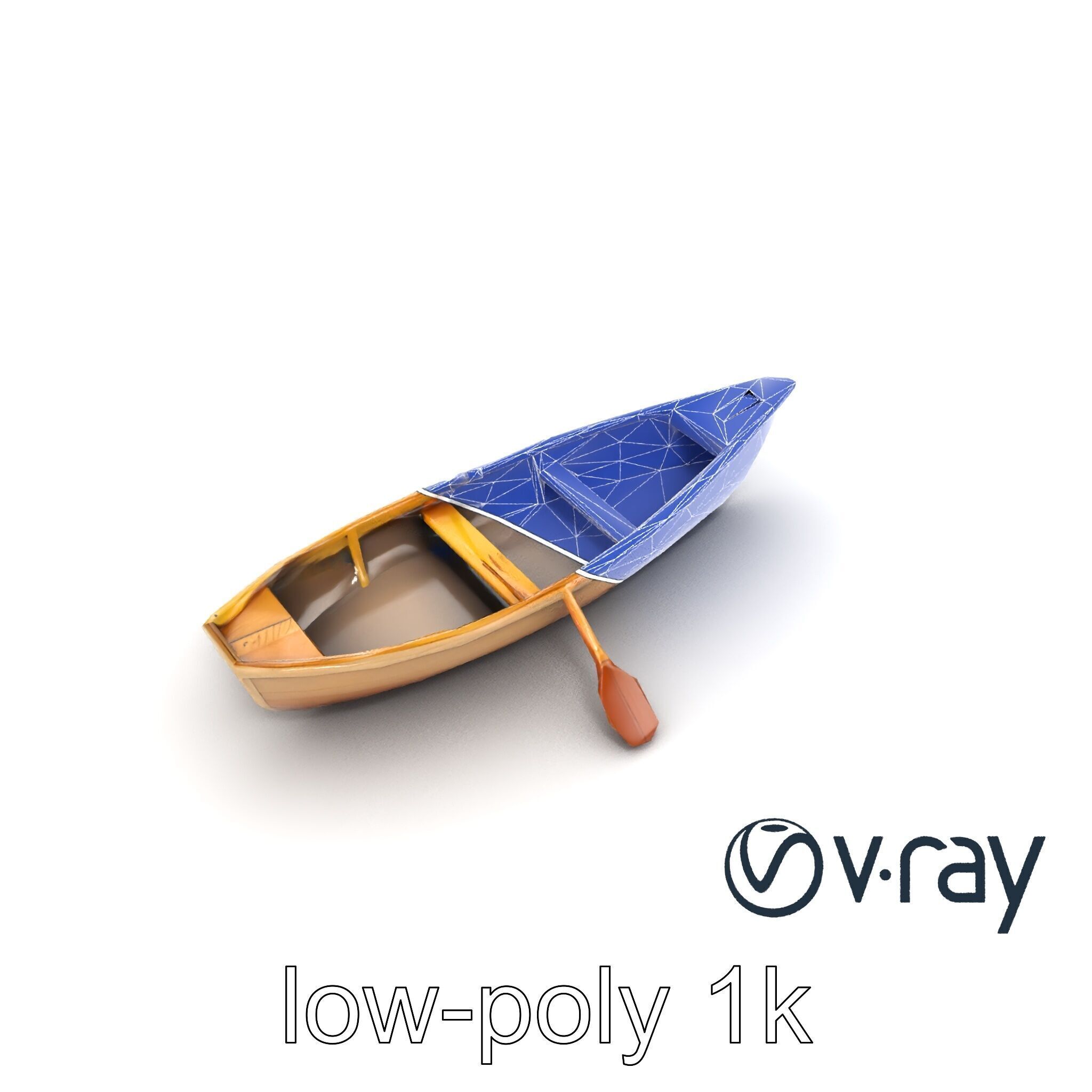 Realistic Wooden Rowboat with Oars model pack Low-poly 3D model_17