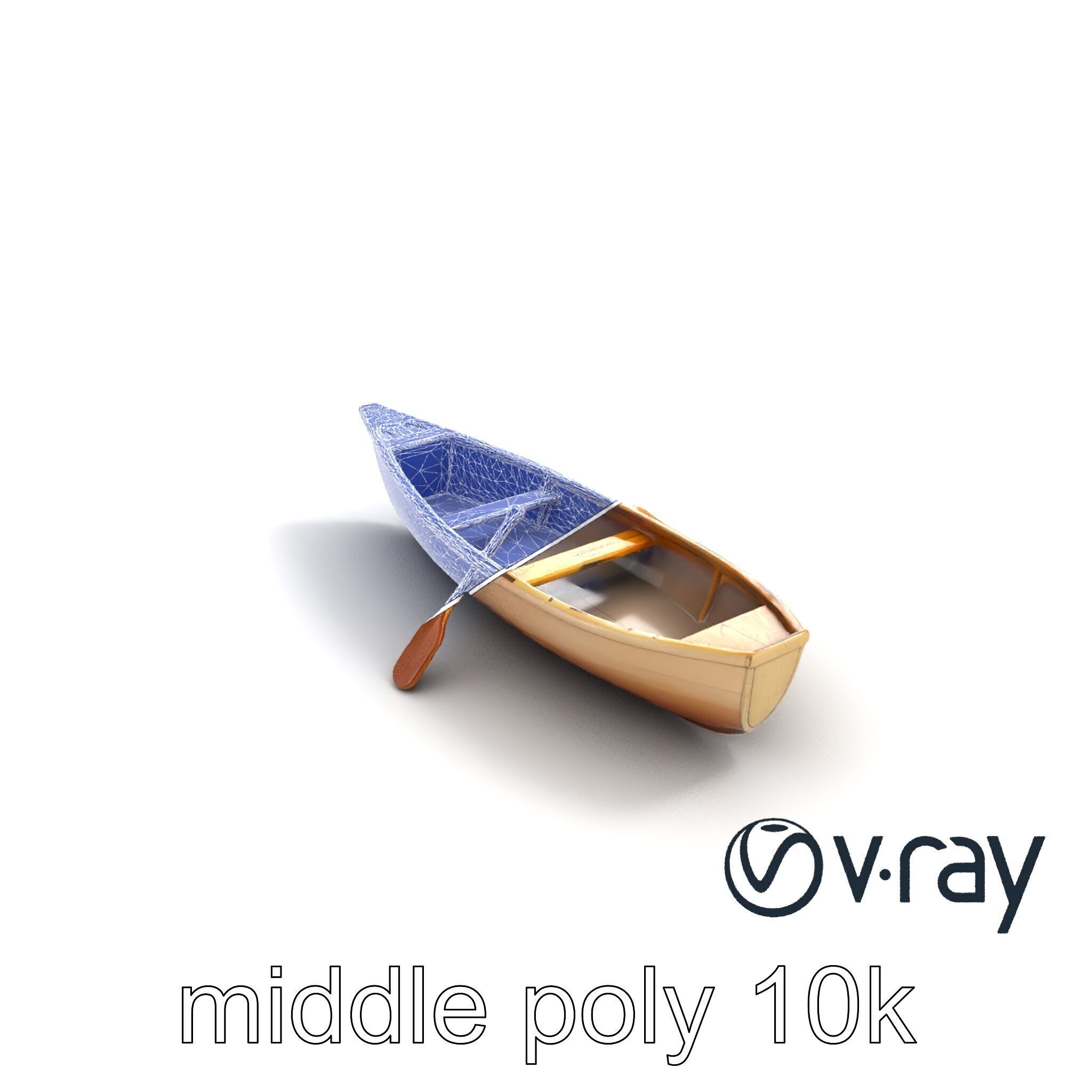 Realistic Wooden Rowboat with Oars model pack Low-poly 3D model_10