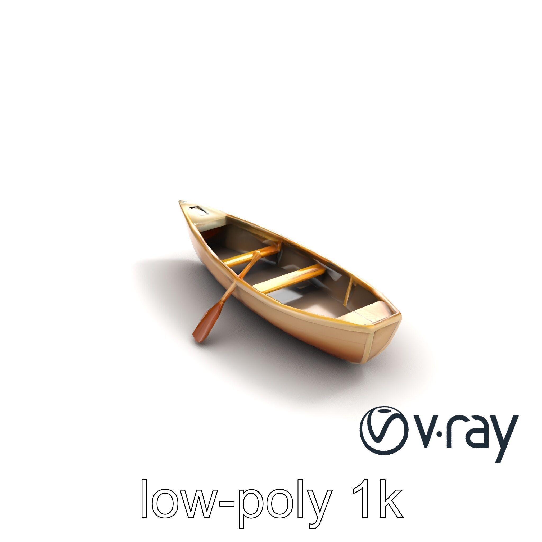 Realistic Wooden Rowboat with Oars model pack Low-poly 3D model_8