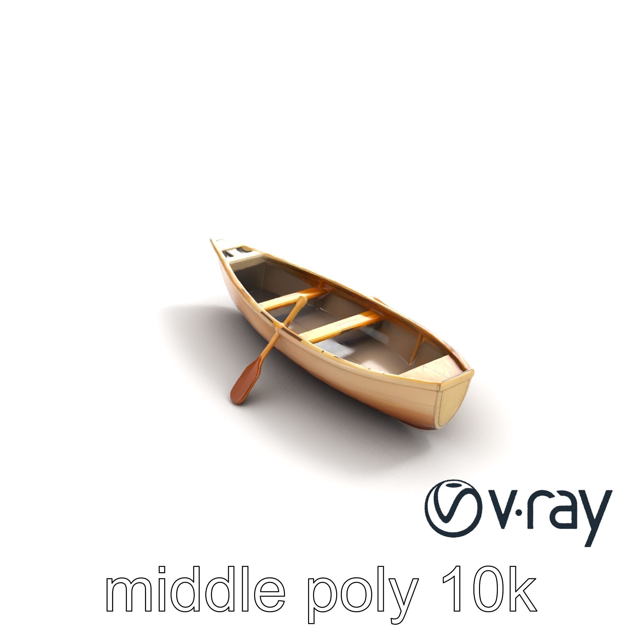 Realistic Wooden Rowboat with Oars model pack Low-poly 3D model_7